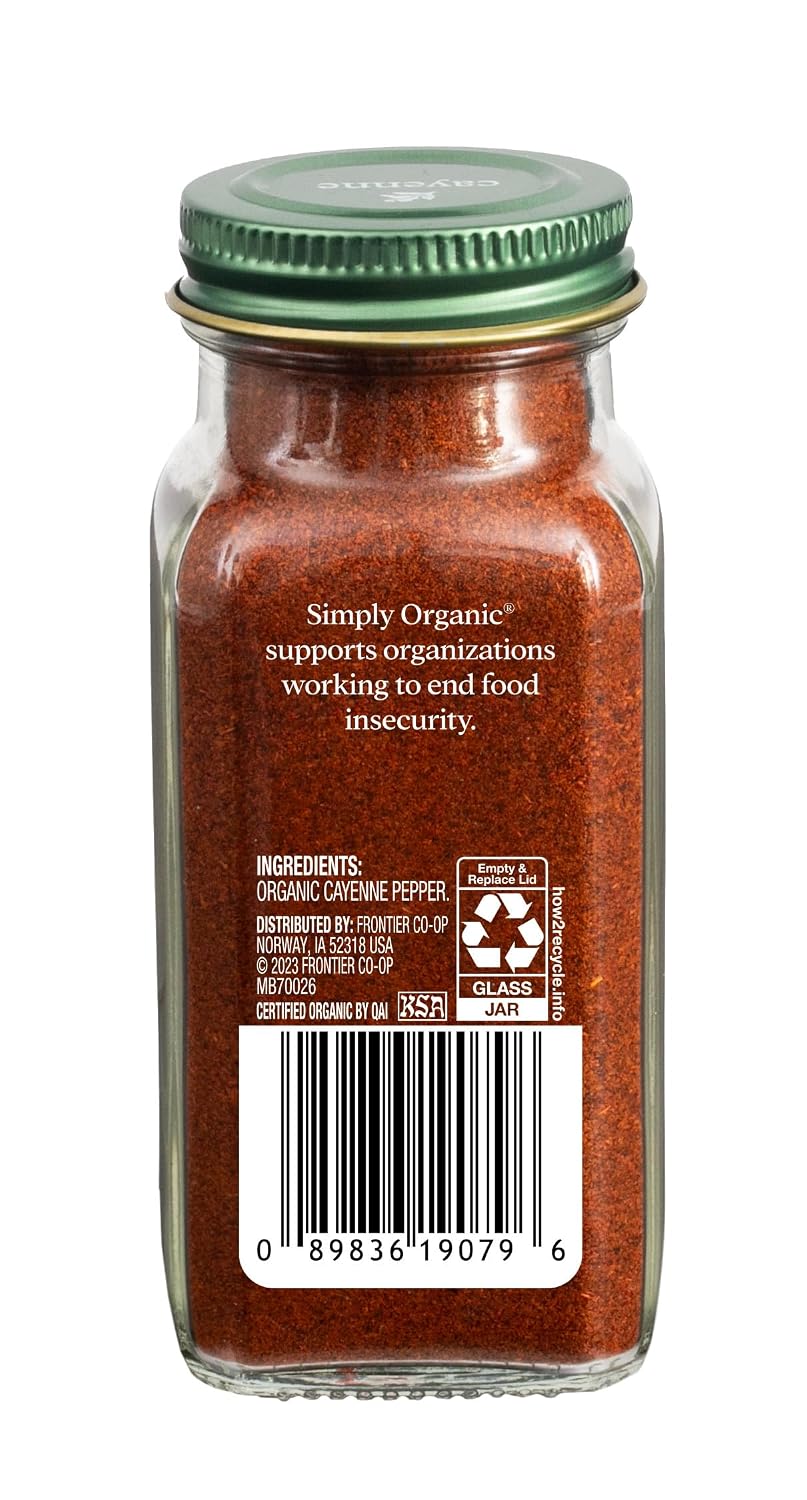 Simply Organic Cayenne Pepper, 2.89 Ounce | Pure, Organic Cayenne Peppers, No GMO's, Kosher Certified