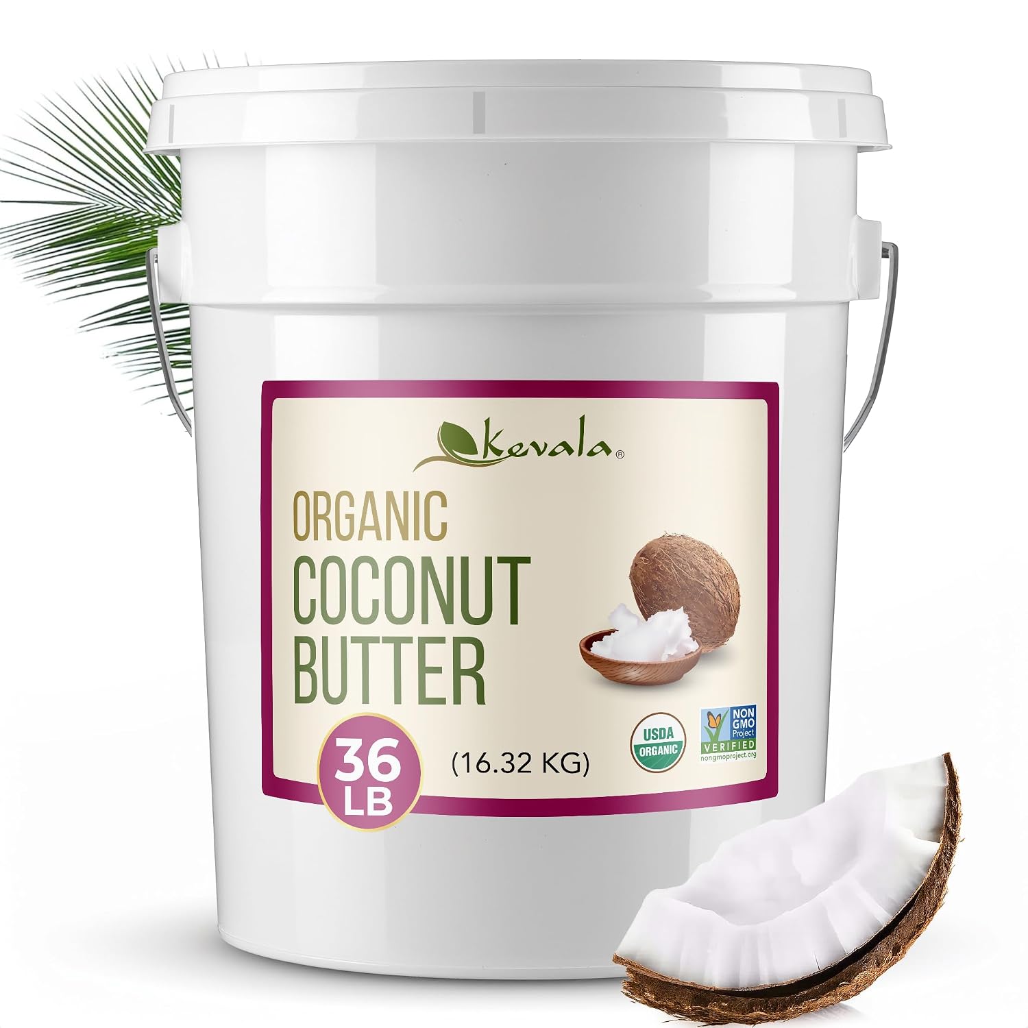 Kevala Organic Coconut Butter - 2 lb, Natural Plant Based Sandwich Spread | Coconut Cream for Cooking and Baking, Addition to Keto Snacks and Breakfast Ingredient, Dairy Free Organic Butter Spread