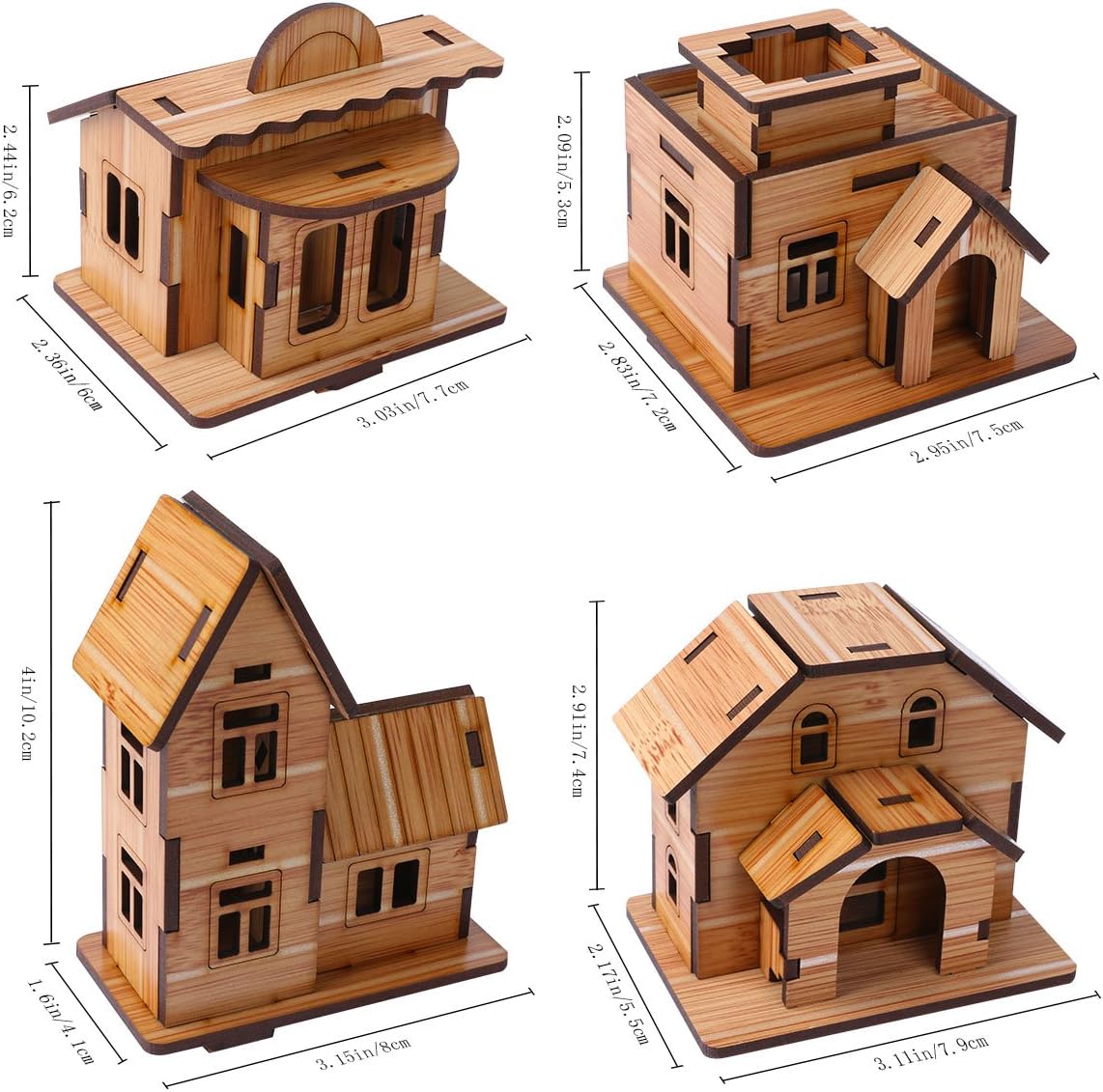 3D Wooden Puzzle, Mini DIY Model House Kit Educational Toys Jigsaw Puzzles Gift for Children and Adult