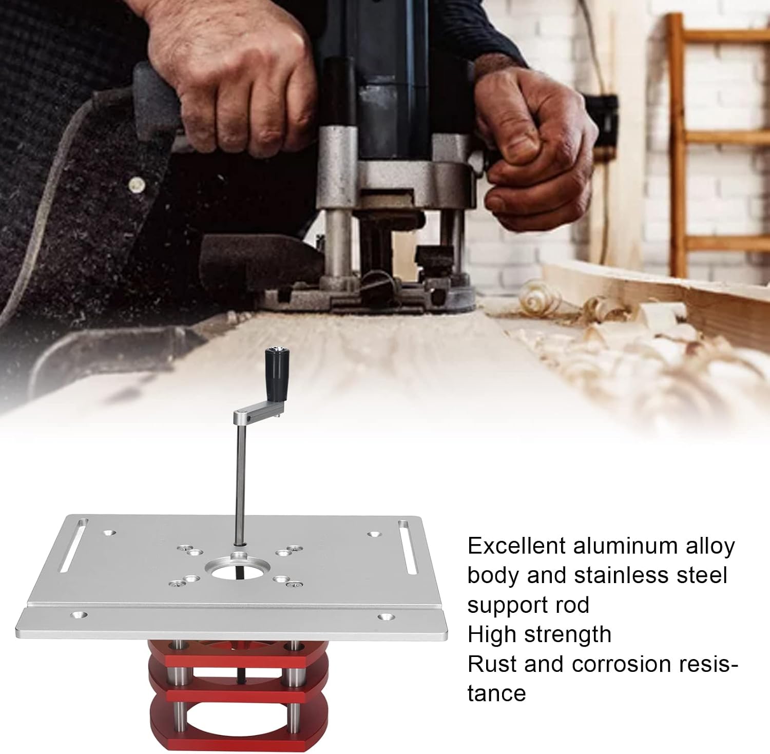 Kreg Router Table Lift Compatible, Aluminum Alloy Manual Router System Kit with Crank Handle for Easy Adjustment, Ideal for Small Trimming Machines Silver