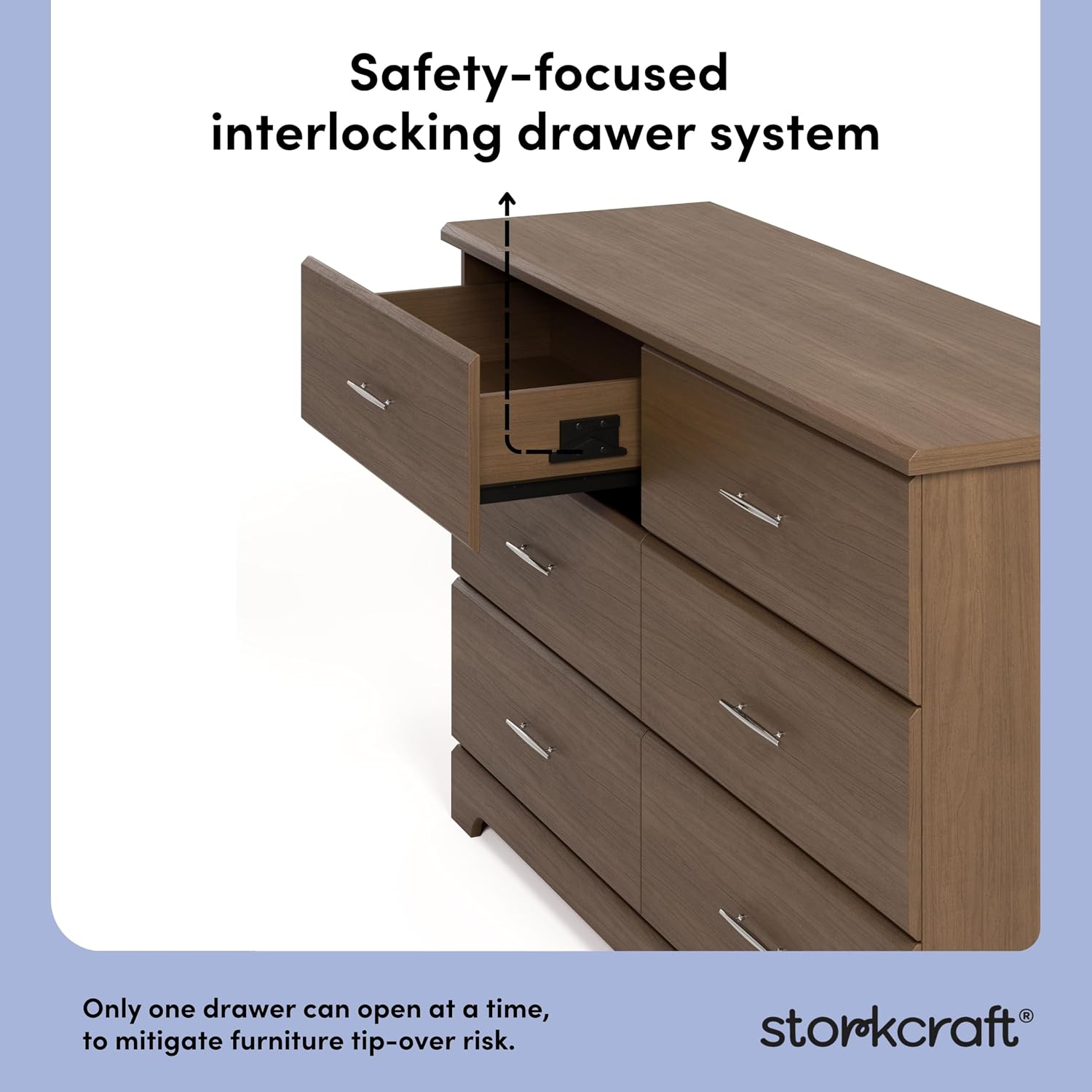 Storkcraft Brookside 2 Drawer Changing Table Dresser, Pebble Gray