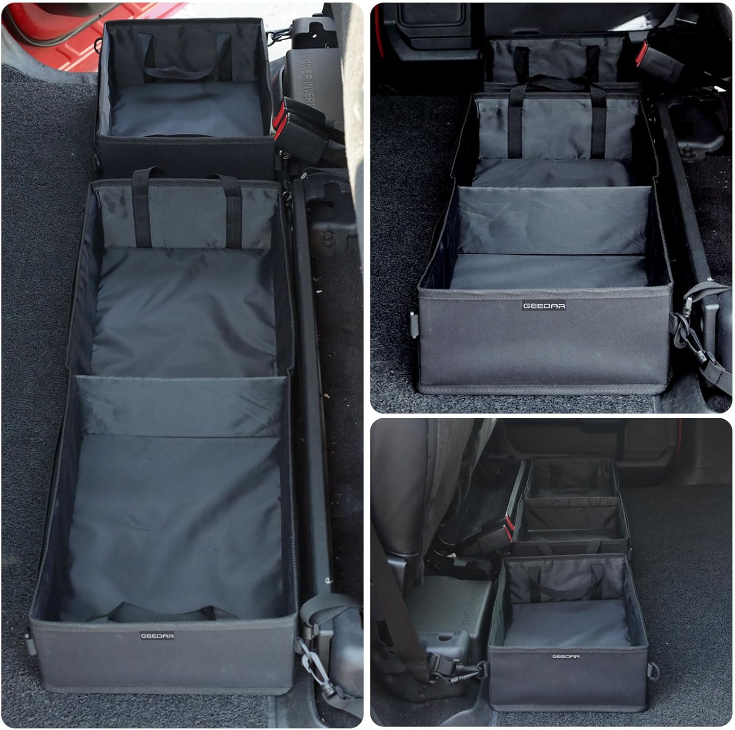 GEEDAR Under Seat Storage Truck Tool Box Organizer for Truck Underseat Storage Ford F150 F250 F350 Chevy Silverado Accessories (3 compartment)