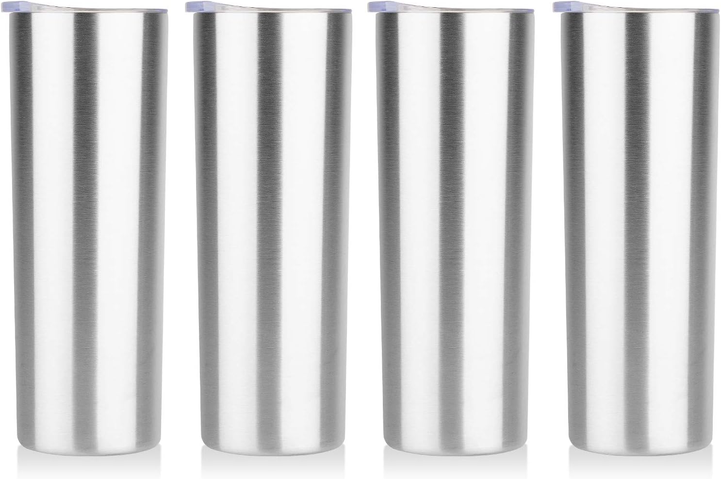 HASLE OUTFITTERS 20 oz Skinny Tumblers Bulk Set, Stainless Steel Insulated Slim Tumblers with Lids, Reusable Double Wall Travel Coffee Mugs