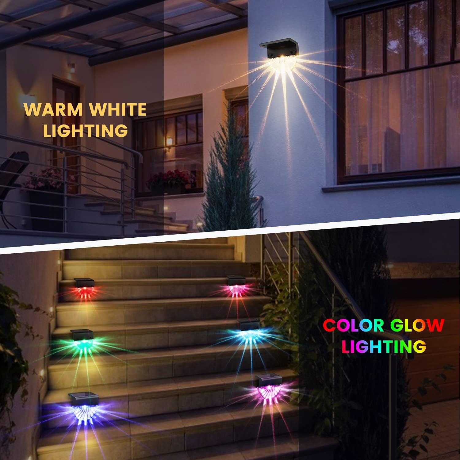 Solar Deck Lights Outdoor - 8 Pack Solar Step Light CIYOYO Waterproof Fence Lights for Patio Stairs Post Pathway Porch Driveway Yard Garden Decor