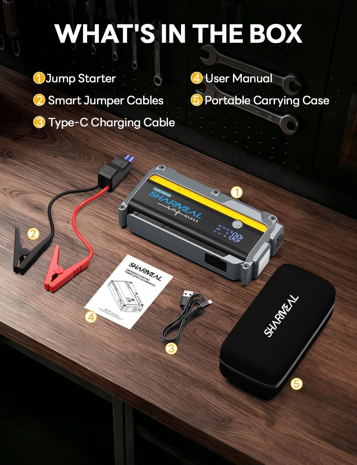 Sharmeal Jump Starter, 7000A Battery Jumper Starter Portable (All GasAll Gas/12.0L Diesel)