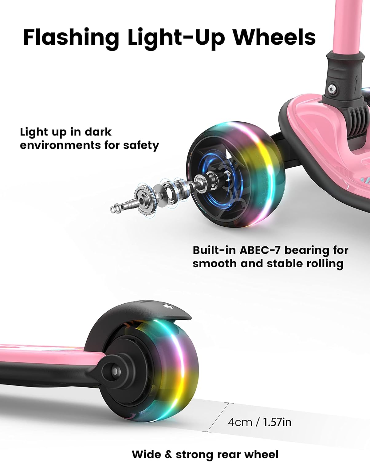besrey 3 Wheel Scooter for Kids Ages 3-10 with 4 Adjustable Height