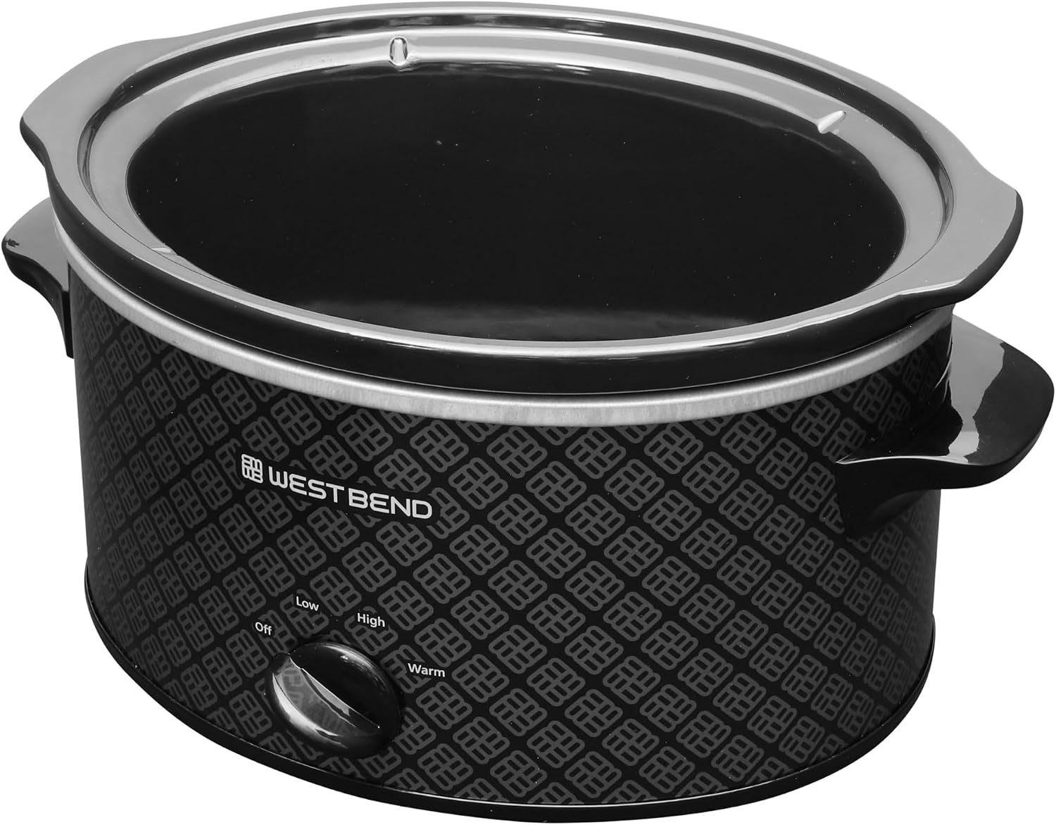 West Bend Slow Cooker 4-Quart Manual Crockery Style with Dishwasher Safe Oval Ceramic Crockpot and Glass Lid Two Temperature Settings Plus Keep Warm, 210-Watts, Black