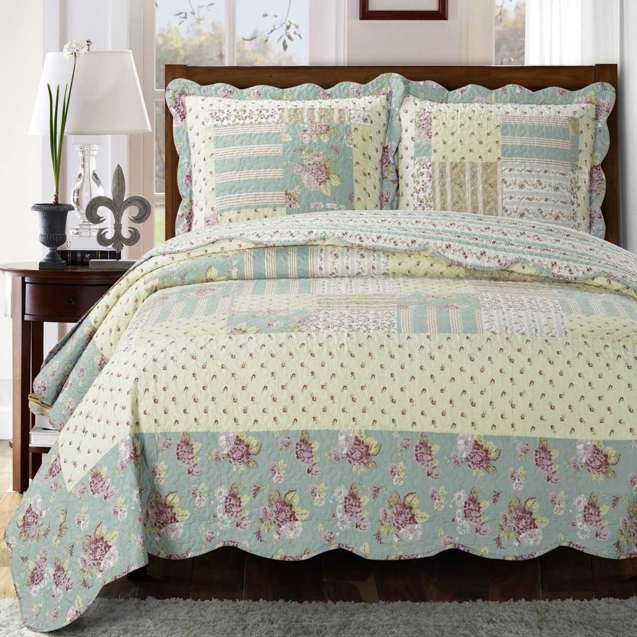 Royal Hotel Ayat Birds Oversized Coverlet Set Queen Size – Luxury Queen Quilt Bedspread, All Season Soft Filled Quilts