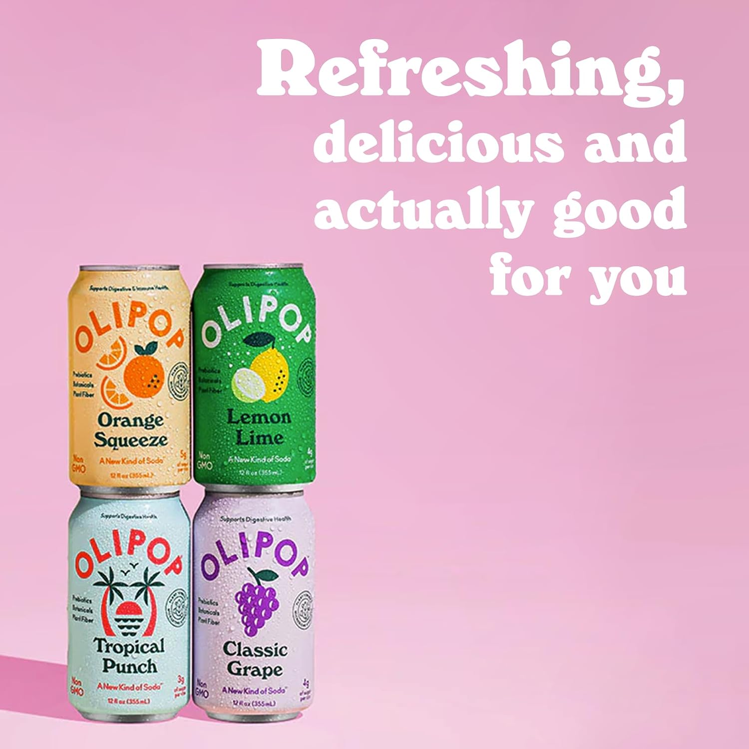 OLIPOP - The Sampler, 6-Flavor Soda Variety Pack, Healthy Soda, Prebiotic Soft Drinks, Supports Digestive Health & Gut Health, High Fiber, Low Calorie
