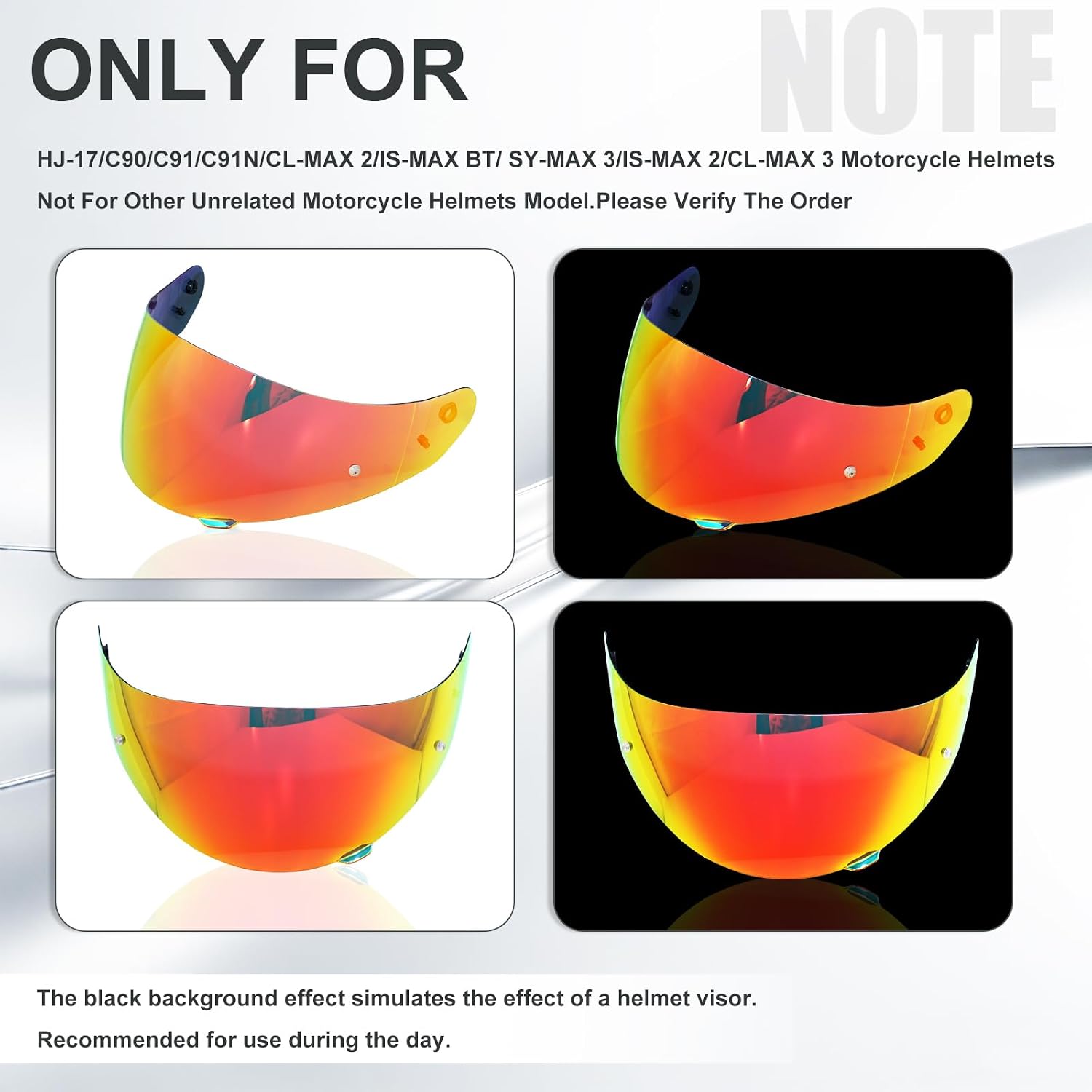 VCOROS C91 Helmet Shield for HJ-17 C90 C91N CL-MAX 2 IS-MAX BT SY-MAX 3 | UV400 Protection,Tinted Face Shield for HJ-17 C90 C91N CL-MAX 2 IS-MAX BT SY-MAX 3 IS-MAX 2 CL-MAX 3 Visor Replacement