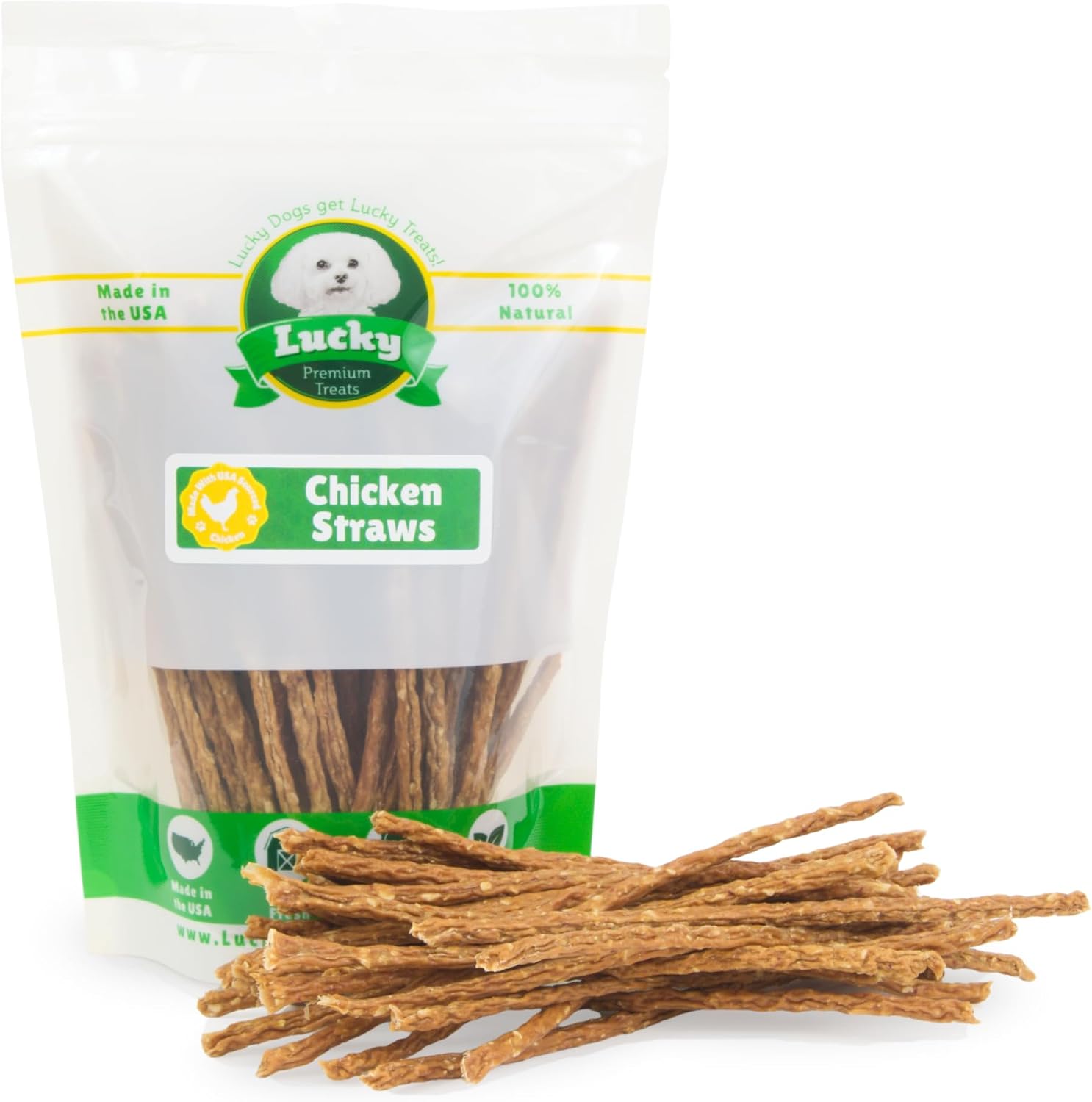 Chicken Jerky Straws Dog Treats – Chicken Sticks for Dogs Made and Sourced in The USA – Natural Single Ingredient Dehydrated Crunchy Treats for All Breeds – 28oz Bag