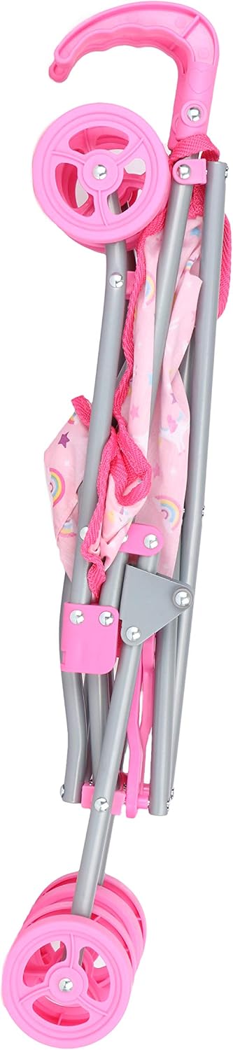 Dream Collection, Doll Stroller - Metal Fold Up and Down Umbrella Stroller for Realistic Pretend Play, Pink - 23”