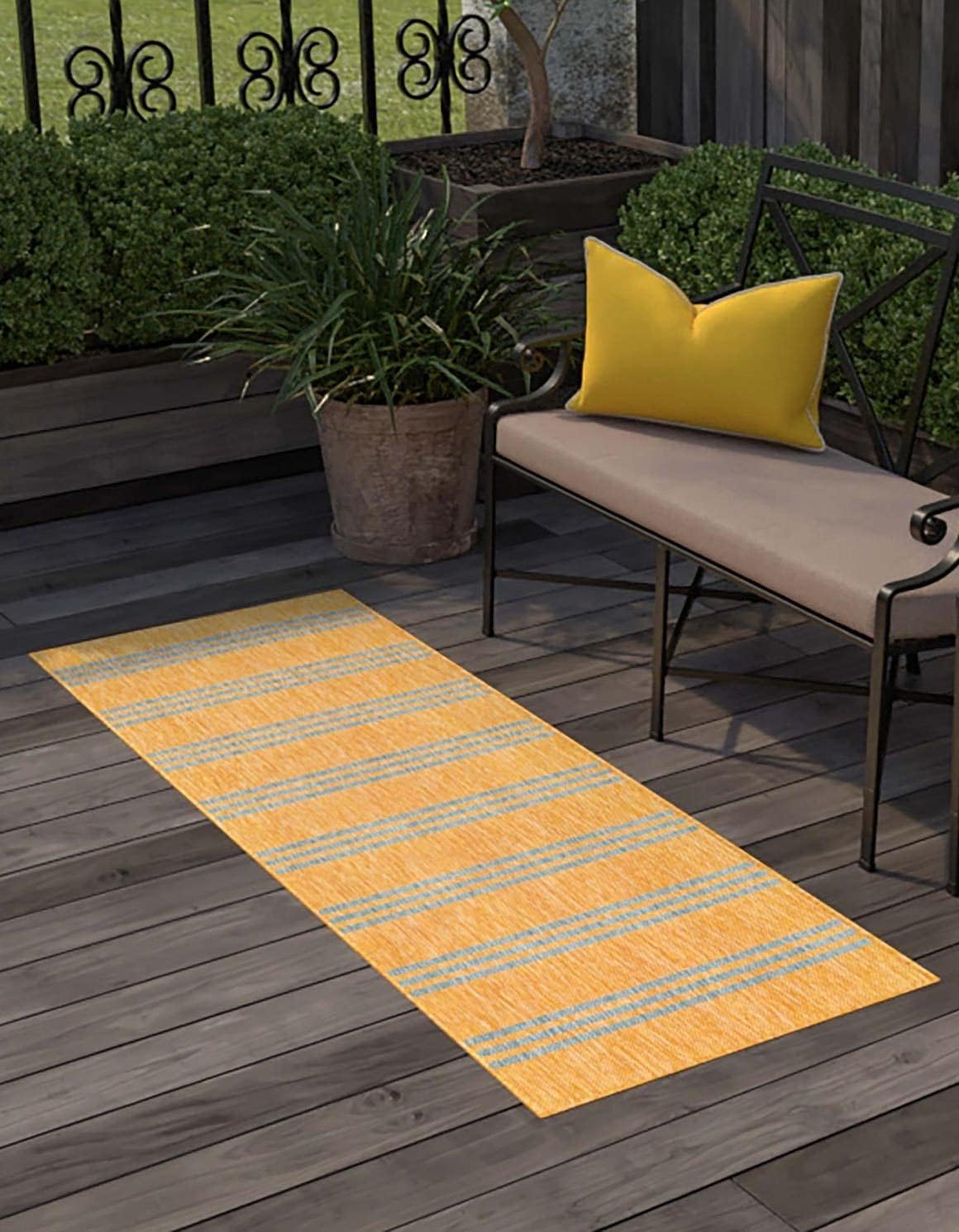 Unique Loom Outdoor Collection Area Rug - Anguilla (9' x 12' Rectangle, Blue/ Ivory)