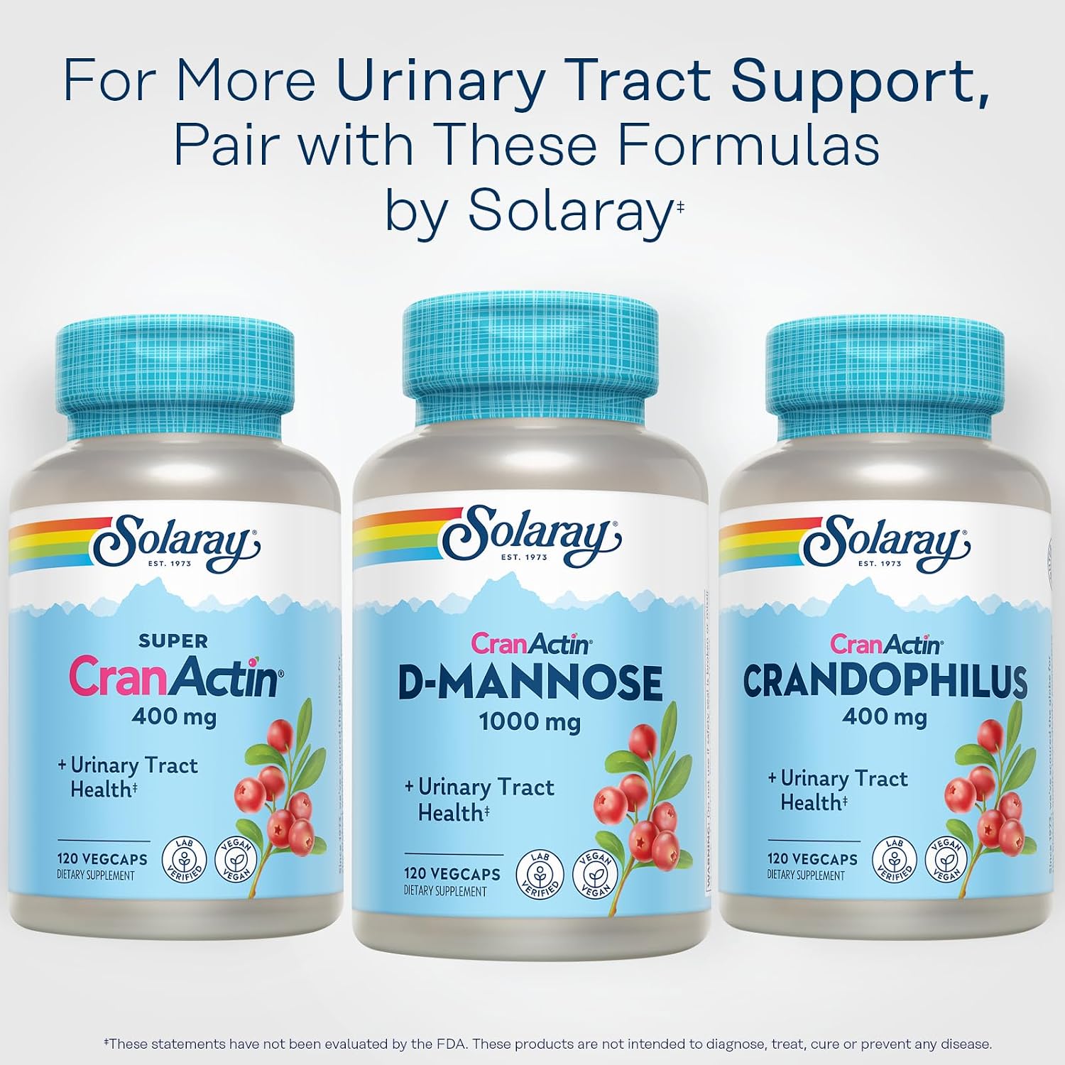 SOLARAY D-Mannose with CranActin Cranberry 400 mg, 60 VegCaps | Urinary Tract & Bladder Support - D-Mannose, CranActin Cranberry & Vitamin C - 30 Servings - Vegan, Lab Verified