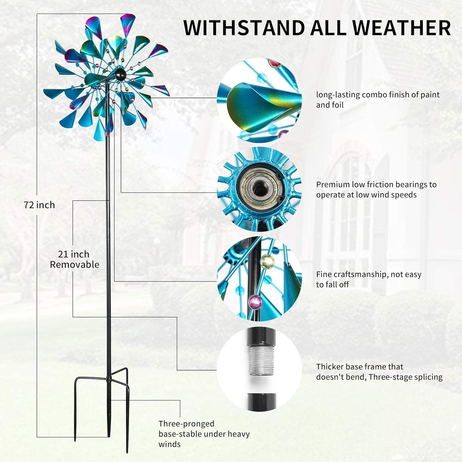 DECOROCA Kinetic Wind Spinners Outdoor - Large Metal Wind Sculptures