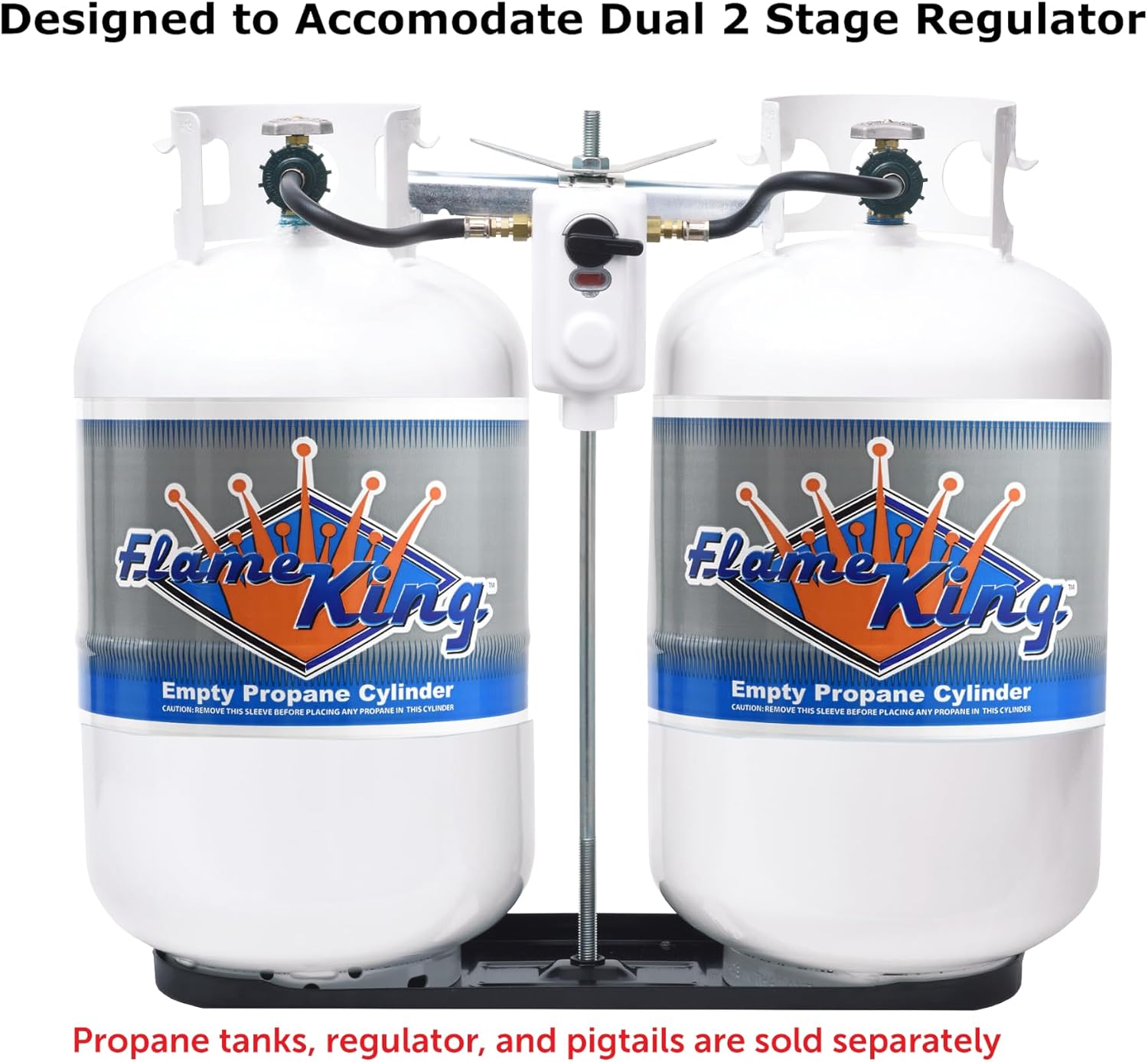 Flame King Dual RV Propane Tank Cylinder Rack for RVs and Trailers for 30lb Tanks - KT30MNT (Tanks Sold Separately), Black