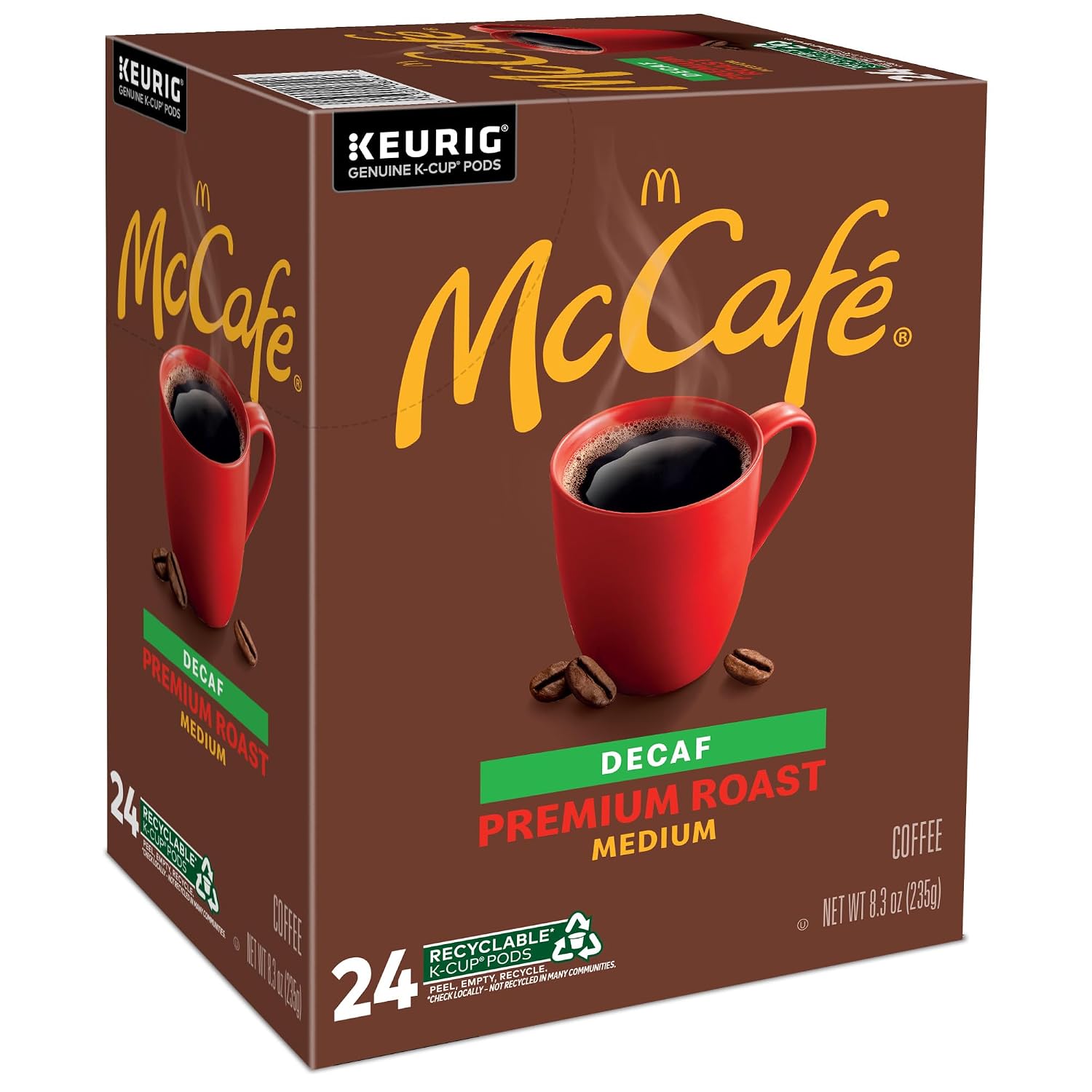 McCafe Premium Roast Decaf Coffee, Single Serve Keurig K-Cup Pods, Decaffeinated, 96 Count (4 Packs of 24)