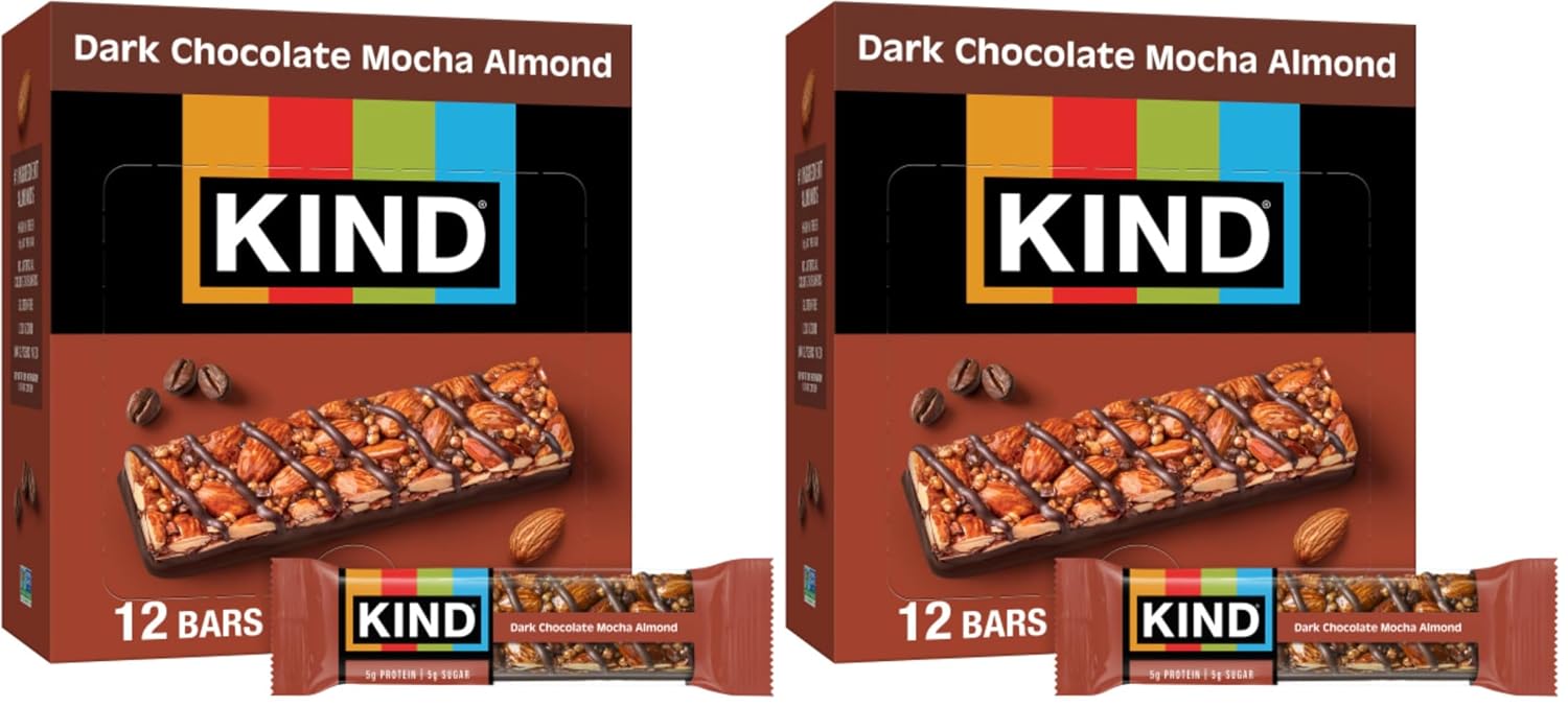 KIND Healthy Snacks Bars, Dark Chocolate Nuts & Sea Salt, Gluten Free, Low Sugar, High Fiber Snacks, 6g Protein, 12 Count