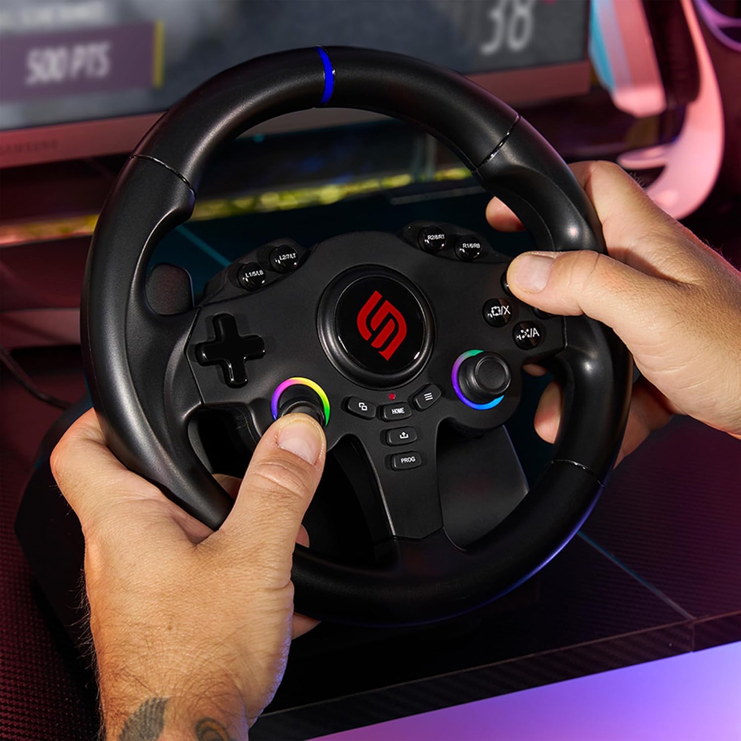 SUBSONIC Racing SV250 Gaming Steering Wheel Switch 2, PS4, Xbox & PC – 180°