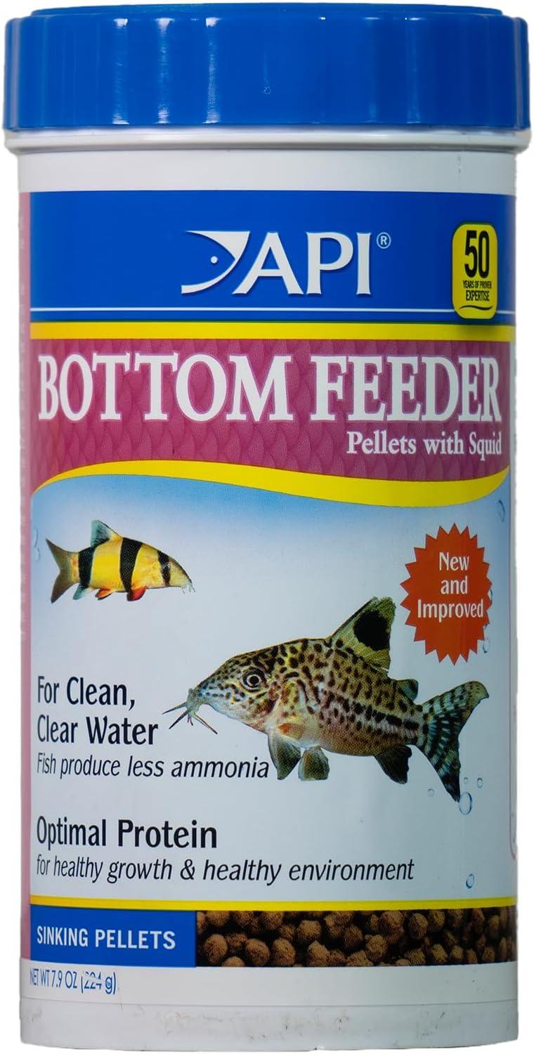API BOTTOM FEEDER PELLETS WITH SQUID Fish Food 1.3-Ounce Container