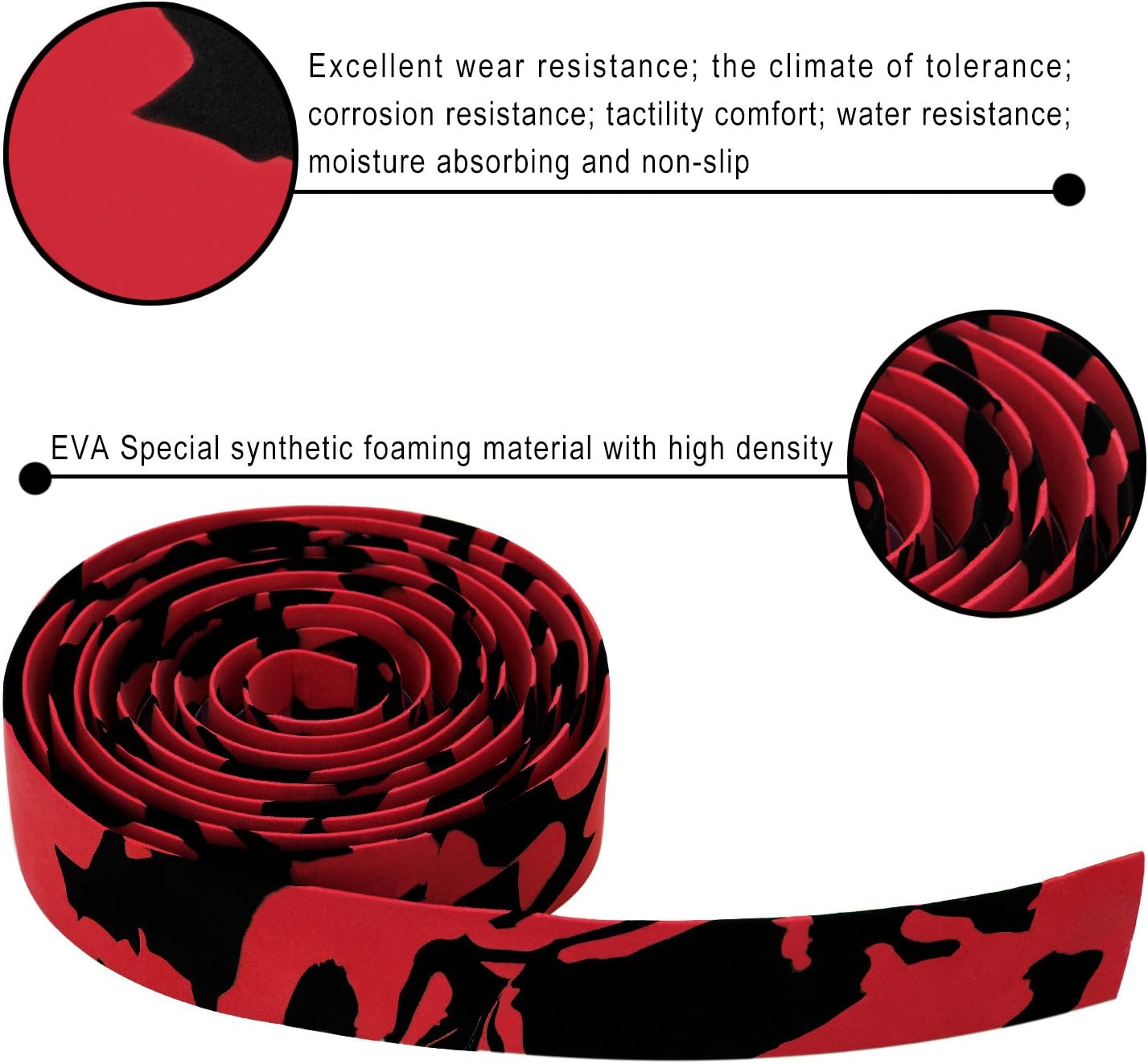 TOPCABIN Comfort Gel Road Bike EVA Handlebar Tape Bike Bar Tape Camouflage Series Tape with Reflective Bar Plugs