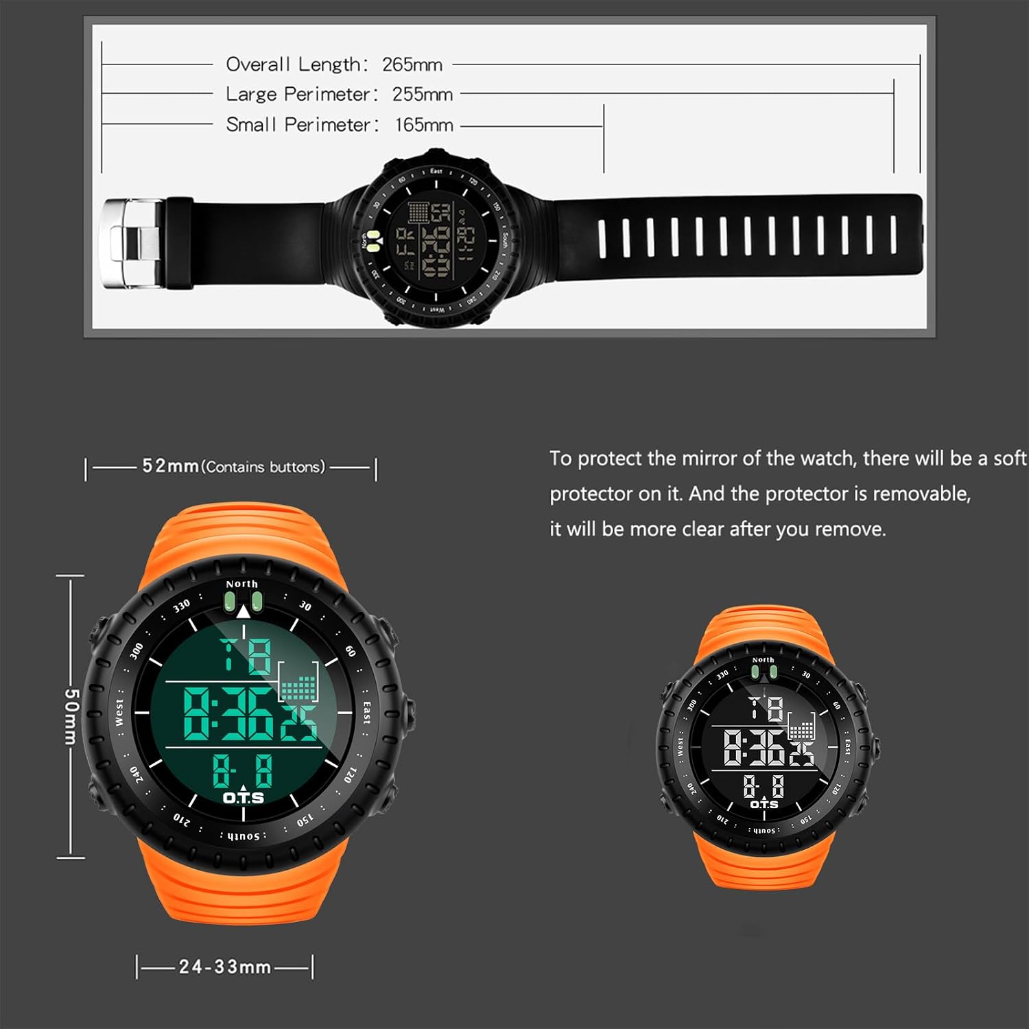 PALADA Men's Digital Sports Watch Waterproof Tactical Watch with LED Backlight Watches for Men