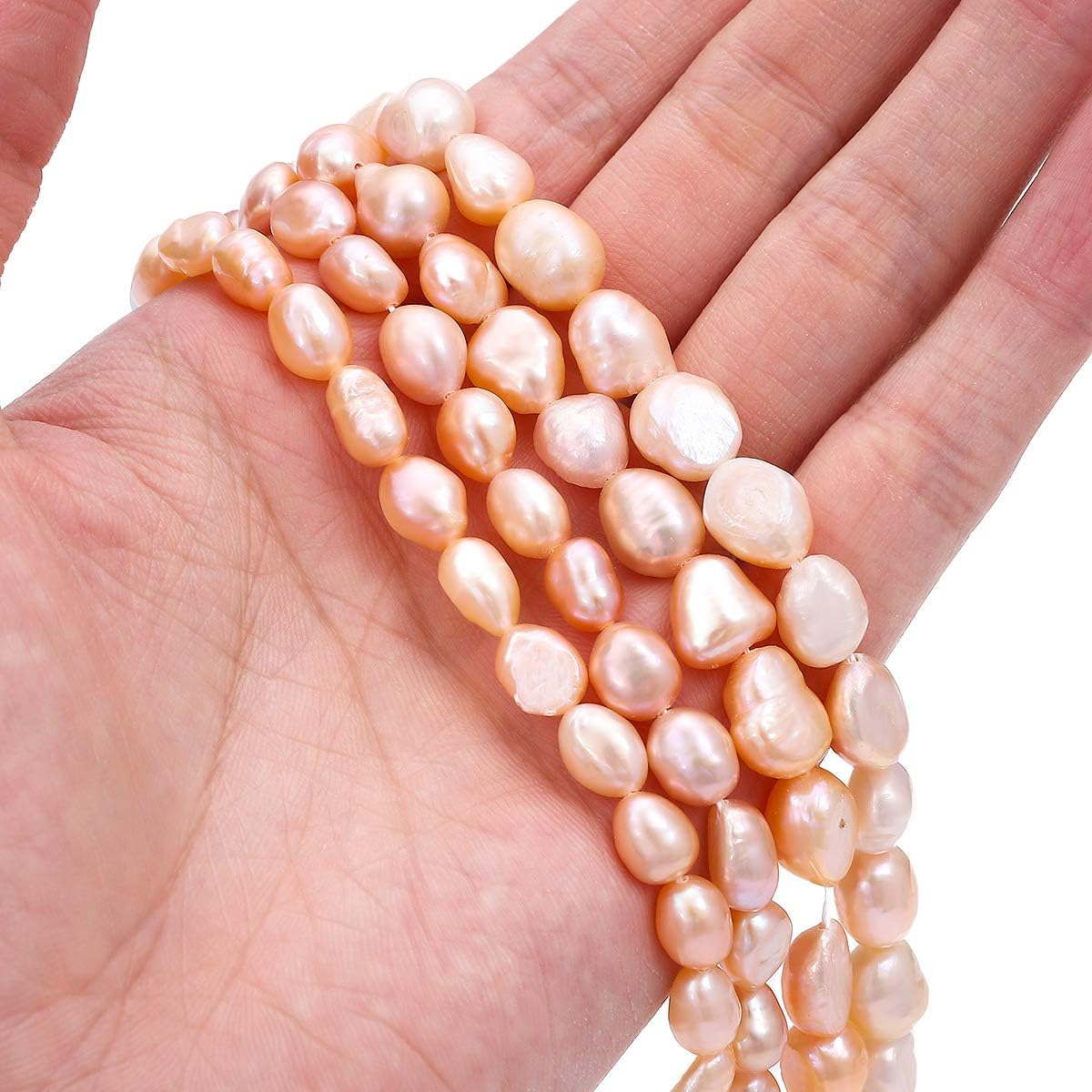 BEADIA Natural Pearl Beads Side Hole 7-8mm Purple Freshwater Cultured Loose Gemstone Beads for DIY Jewelry Making 13.8''/Strand