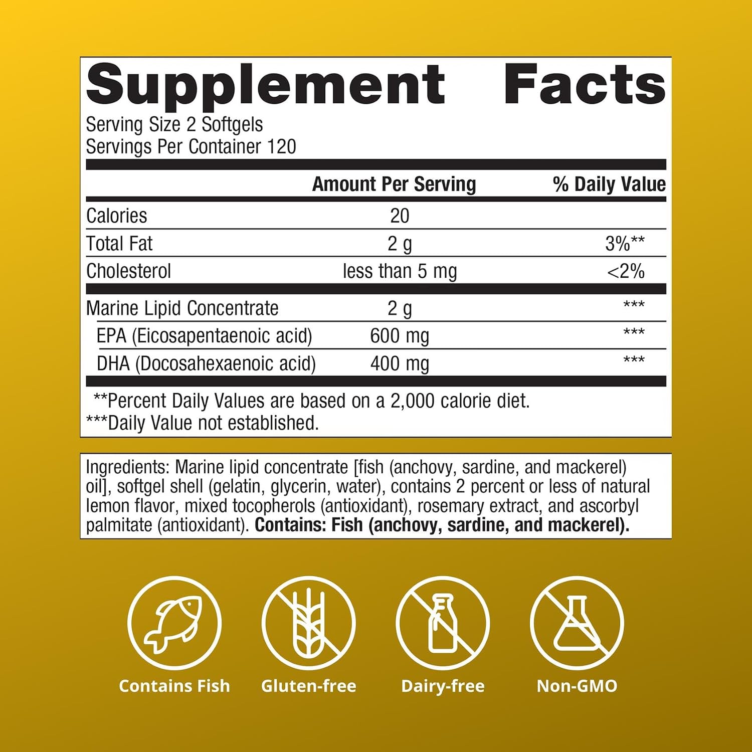 Metagenics OmegaGenics EPA-DHA 500 - High Potency Fish Oil Supplement for Cardiovascular Health* - Sustainably Sourced & Purity Tested - Non-GMO & Gluten-Free - 120 Softgels