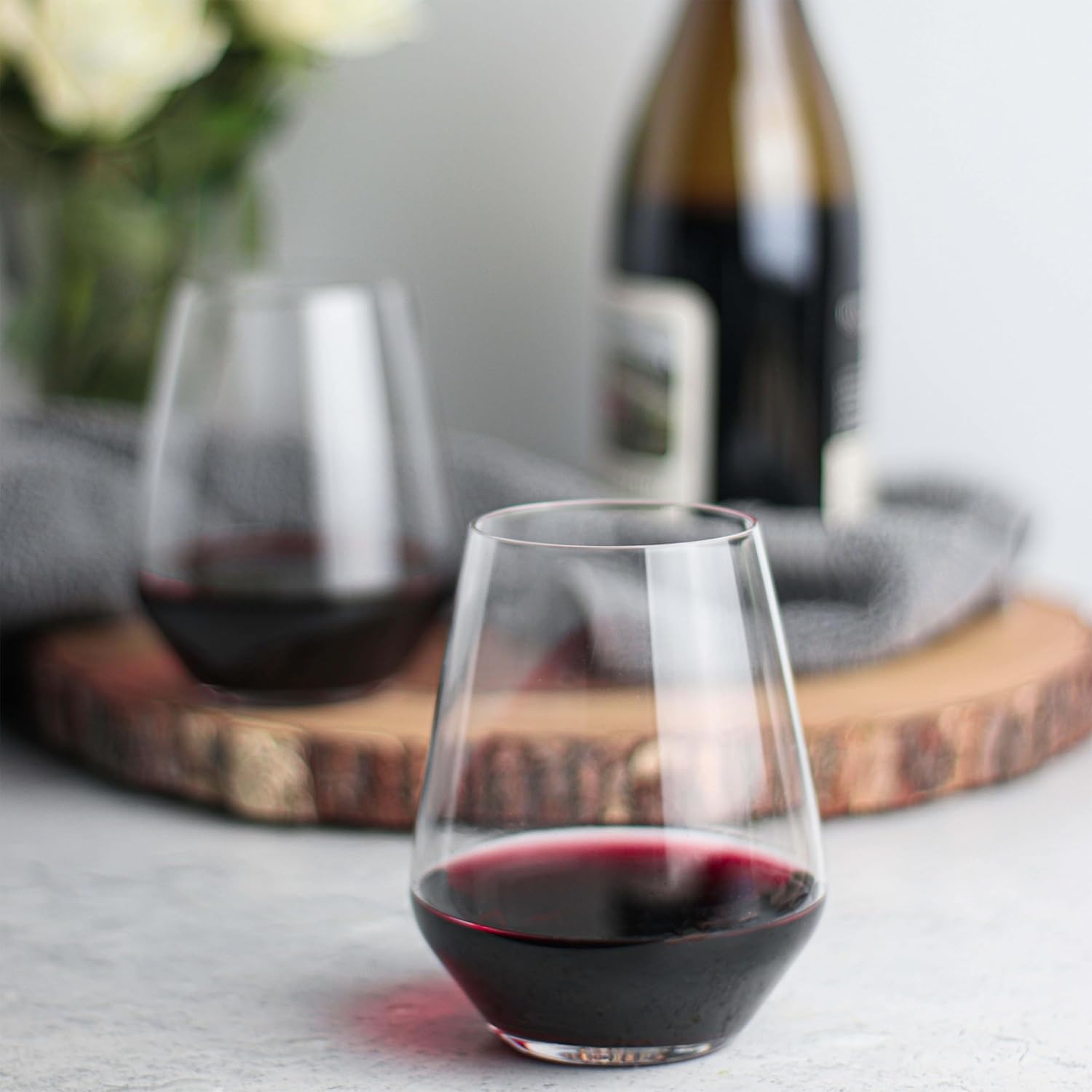 Libbey Signature Red Wine Glasses Set of 4, Seamless 24 Oz Wine Glasses for Cabernet, Merlot, and More, Stemmed Wine Glasses for All Occasions