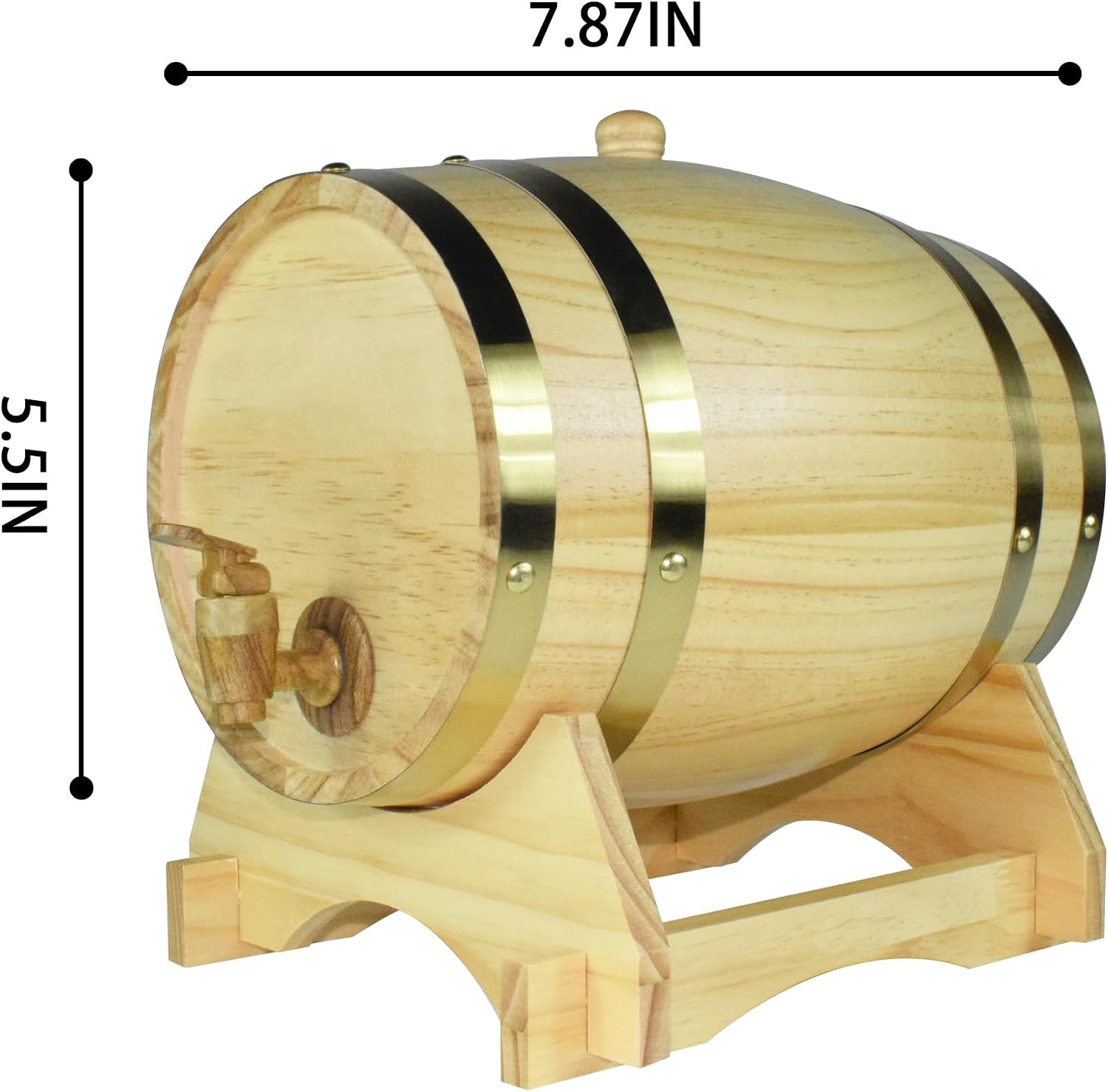 1.5L Whiskey Barrel Dispenser Oak Aging Barrels Home Whiskey Barrel Decanter for Wine, Spirits, Beer, and Liquor (Red Wine)