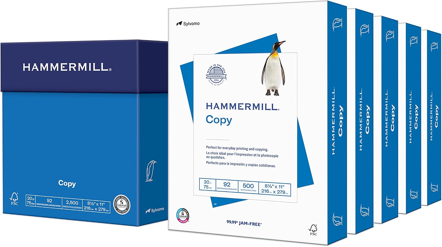Hammermill Printer Paper, 20 lb Copy Paper, 8.5 x 11 - 10 Ream (5,000 Sheets) - 92 Bright, Made in the USA