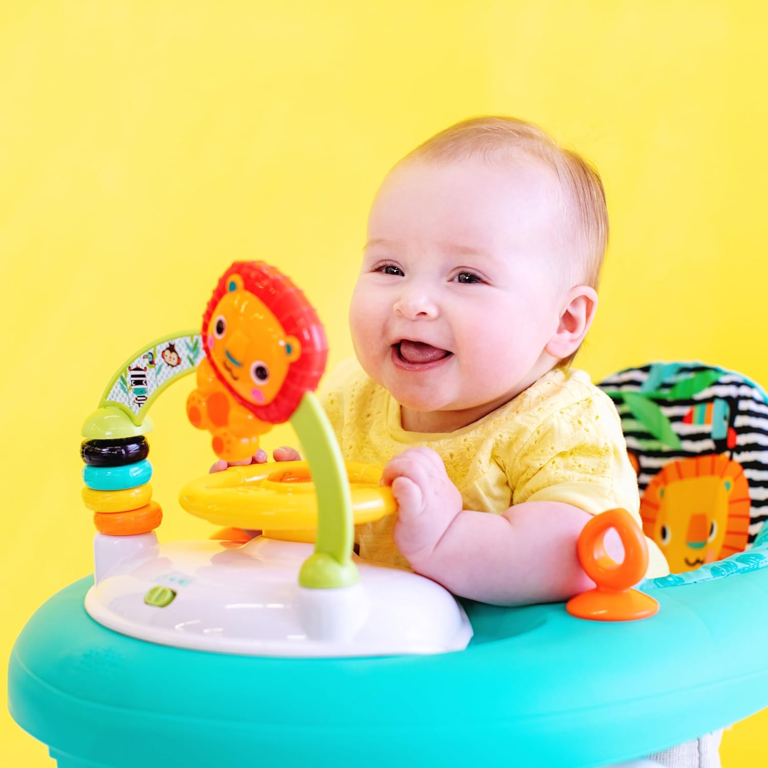 Bright Starts JuneBerry Walk-A-Bout Baby Walker and Entertainer, with Easy Fold Frame for Storage, Ages 6 Months +
