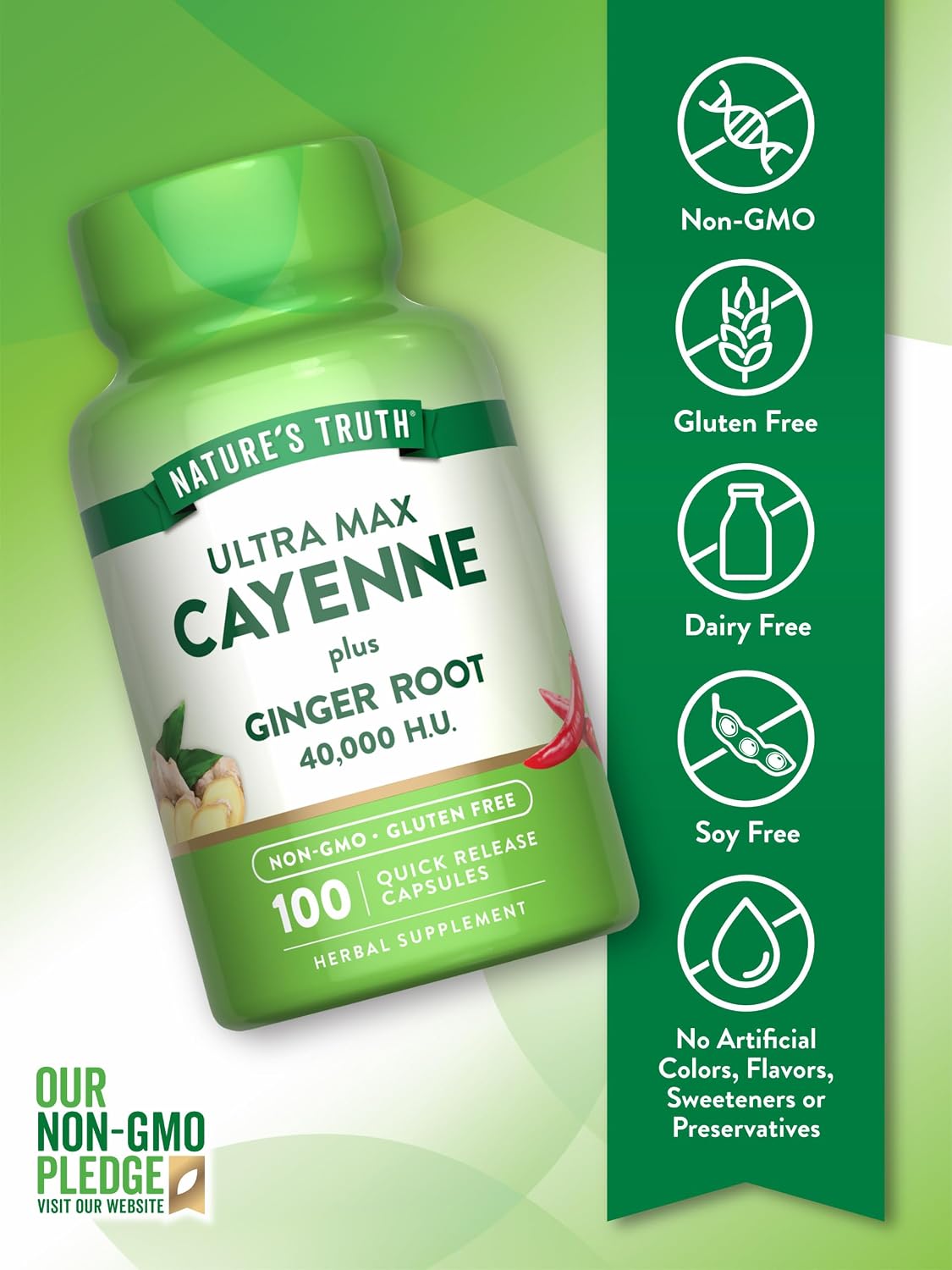Nature's Truth Cayenne Pepper Capsules | 40,000 HU | 100 Count