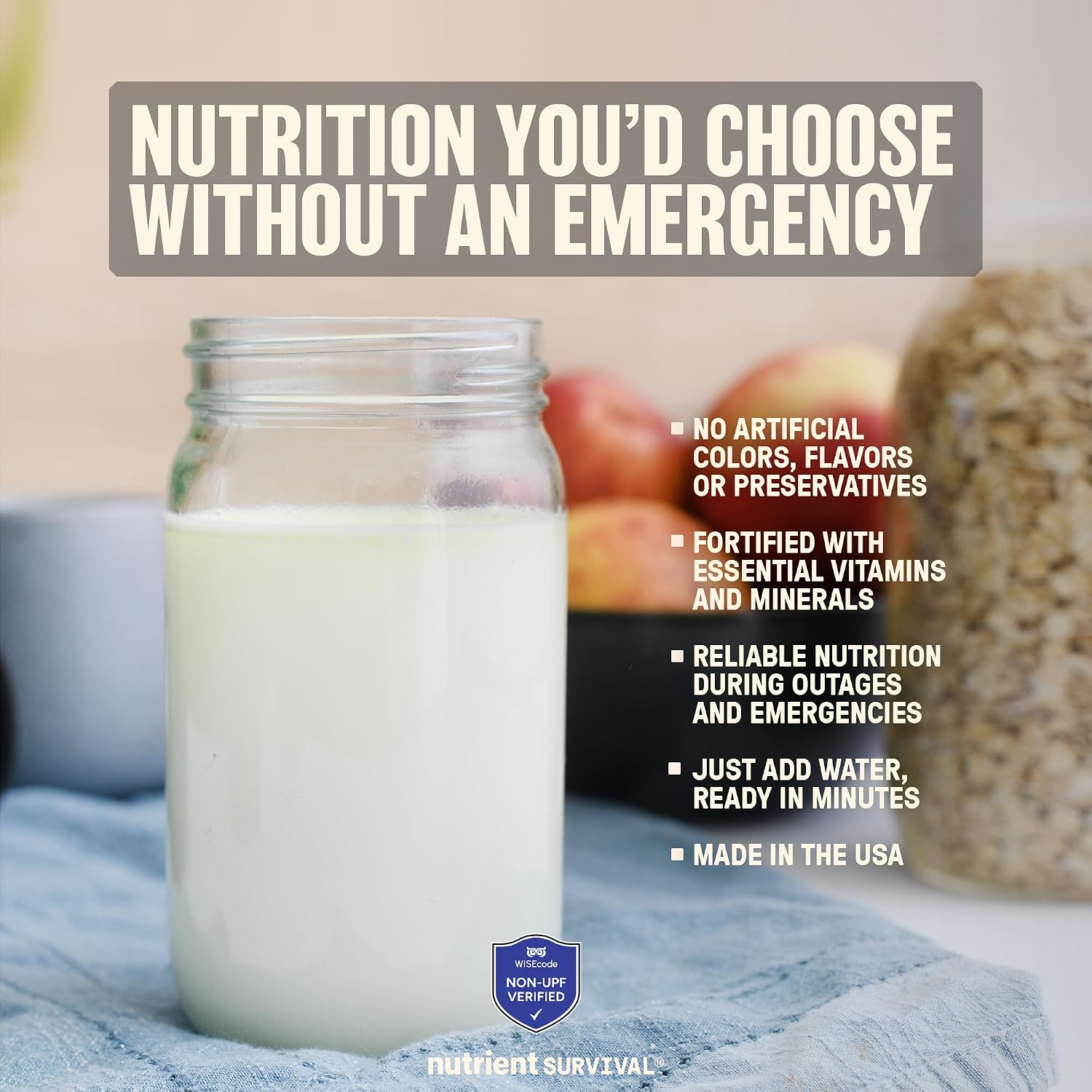 Nutrient Survival Vitamin Powdered Milk, Freeze Dried Prepper Supplies & Emergency Food Supply, 21 Essential Nutrients, Soy & Gluten Free