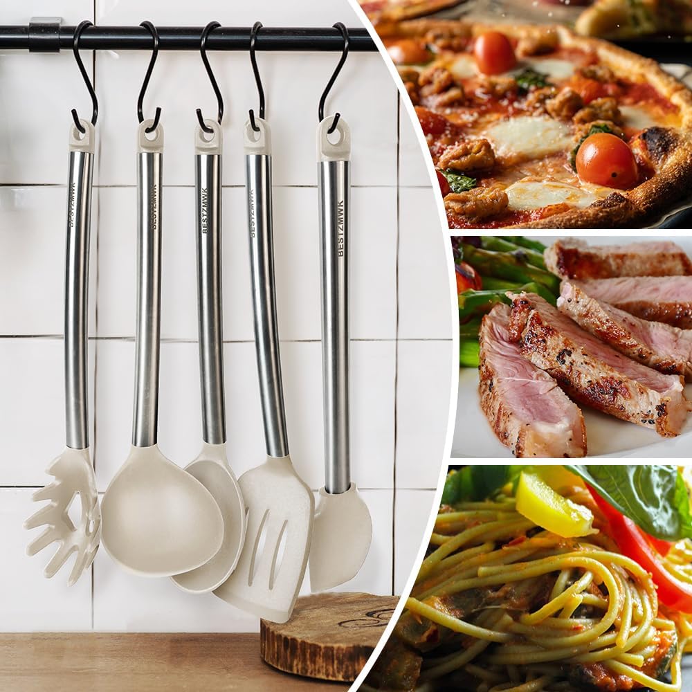 Kitchen Utensil Set-Silicone Cooking Utensils-33 Kitchen Gadgets & Spoons for Nonstick Cookware-Silicone and Stainless Steel Spatula Set-Best