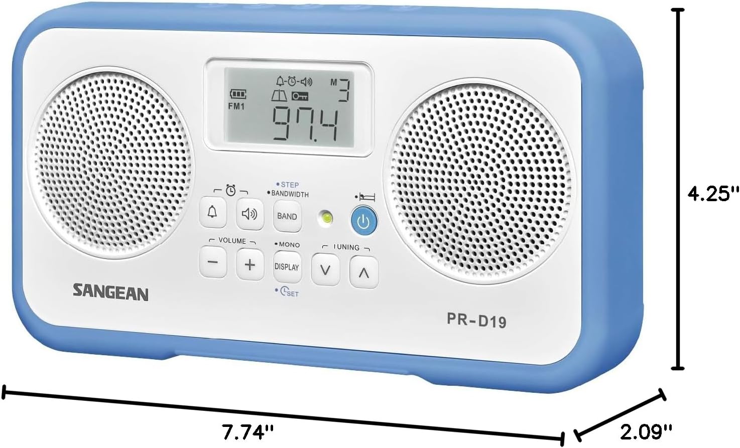 Sangean PR-D19BK FM Stereo/AM Digital Tuning Portable Radio with Protective Bumper (Gray/Black)
