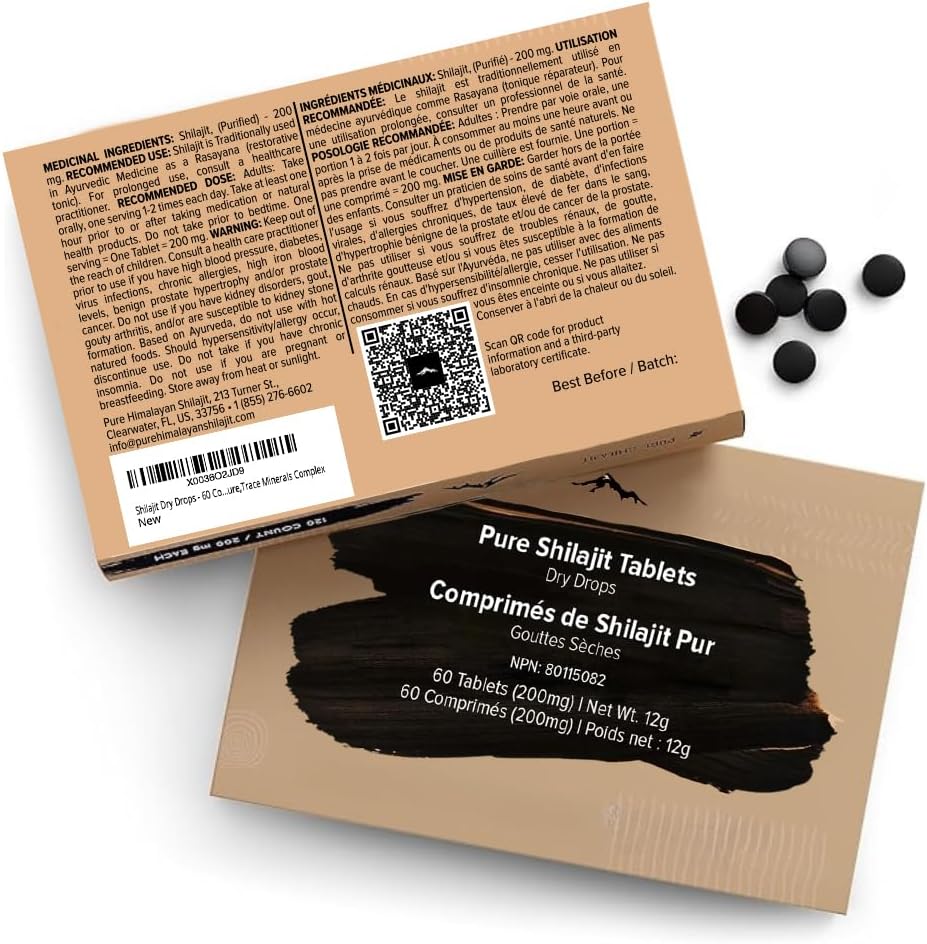 Pure Himalayan Shilajit | 100% Pure Natural Shilajit Grade A Max Potency 85+ Trace Minerals & Fulvic Acid | 3rd Party US Lab Tested | Altai Tablets