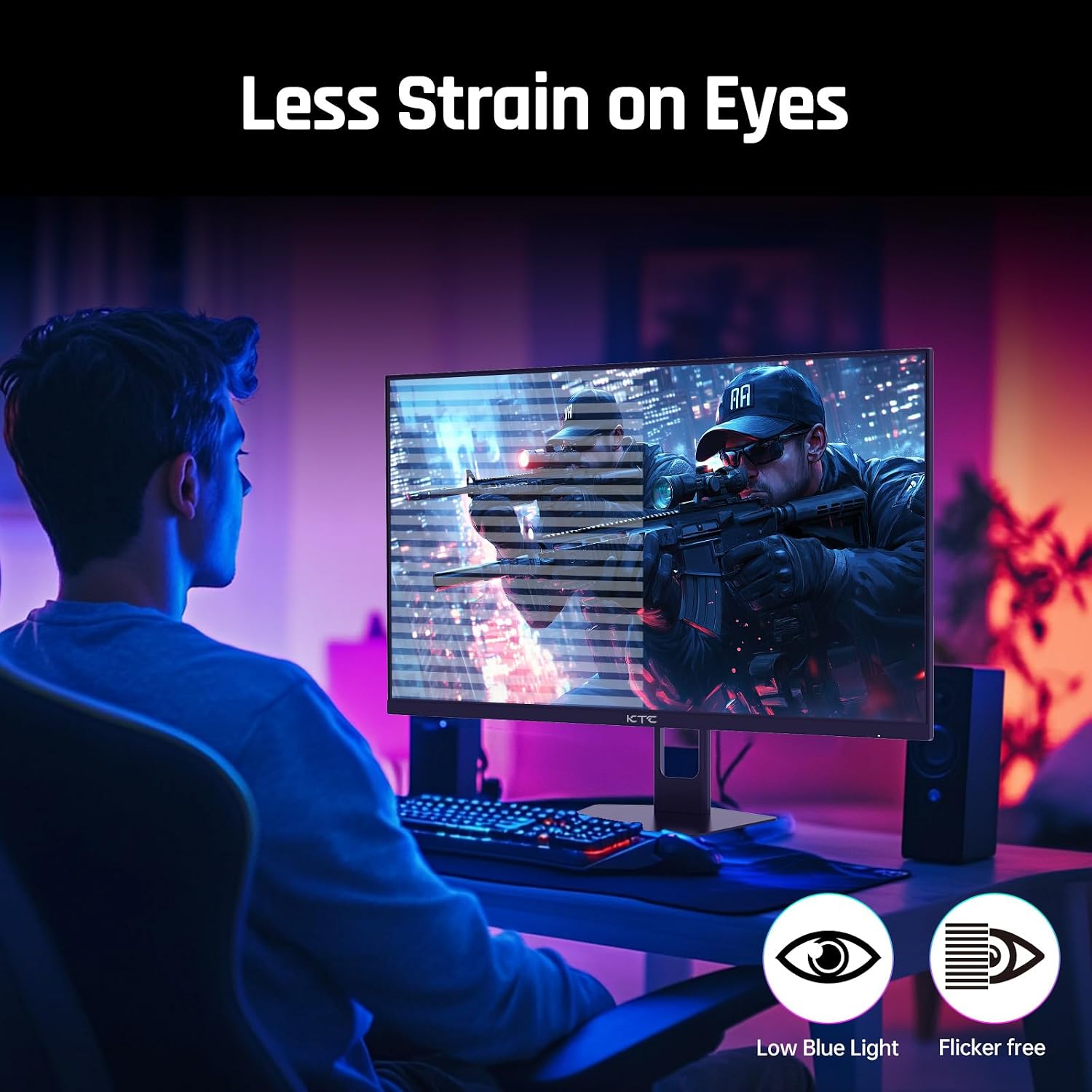 KTC 24.5 Inch Gaming Monitor, 180Hz OC 200Hz Monitor FHD, Fast IPS, H25T7 | 1080P Monitors 1ms, 128% sRGB HDR10, Adaptive Sync, HDMI DP, VESA Tilt Adjustable for Xbox PS5 Switch, HDMI Cable Inc.