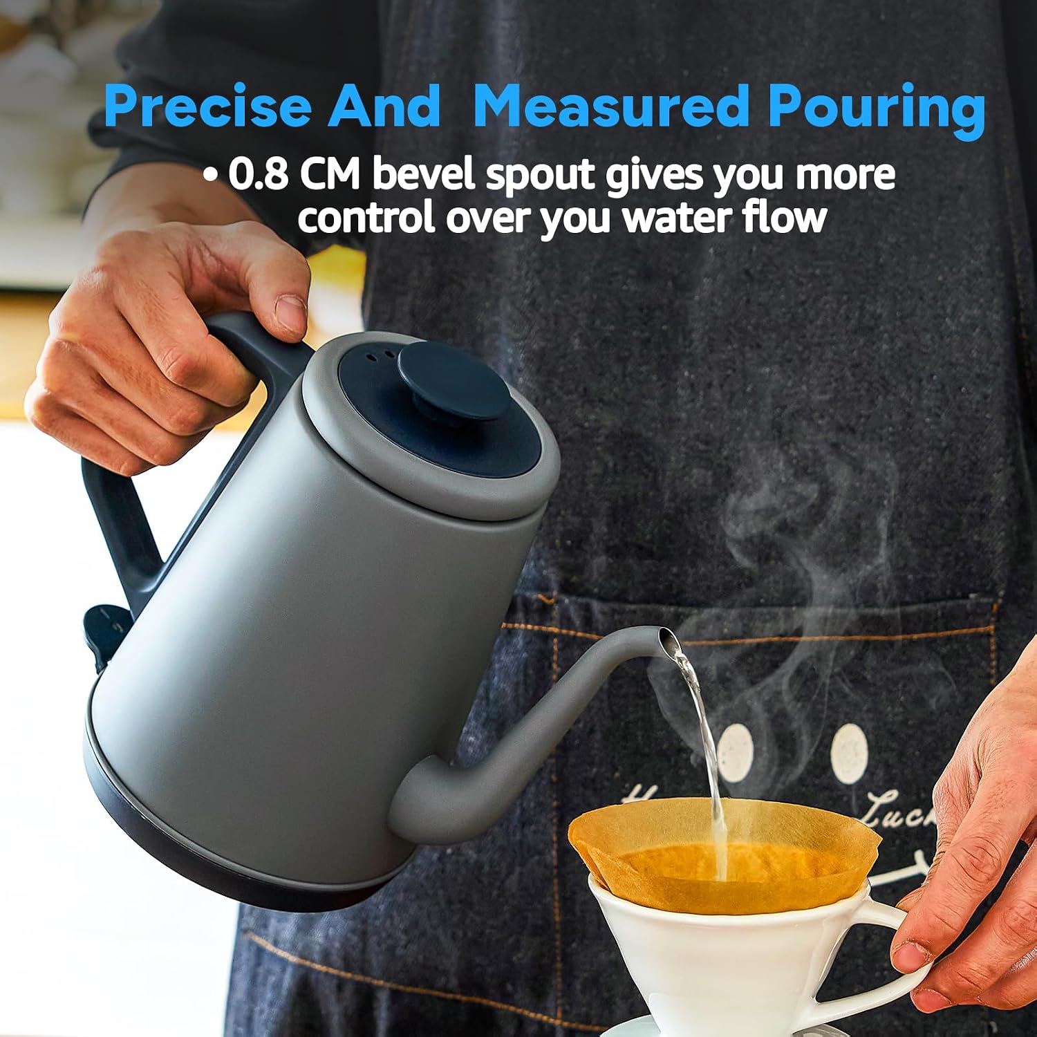 DmofwHi 1000W Gooseneck Electric Kettle (1.0L), 100% Stainless Steel BPA Free Tea Kettle with Auto Shut - Off Protection