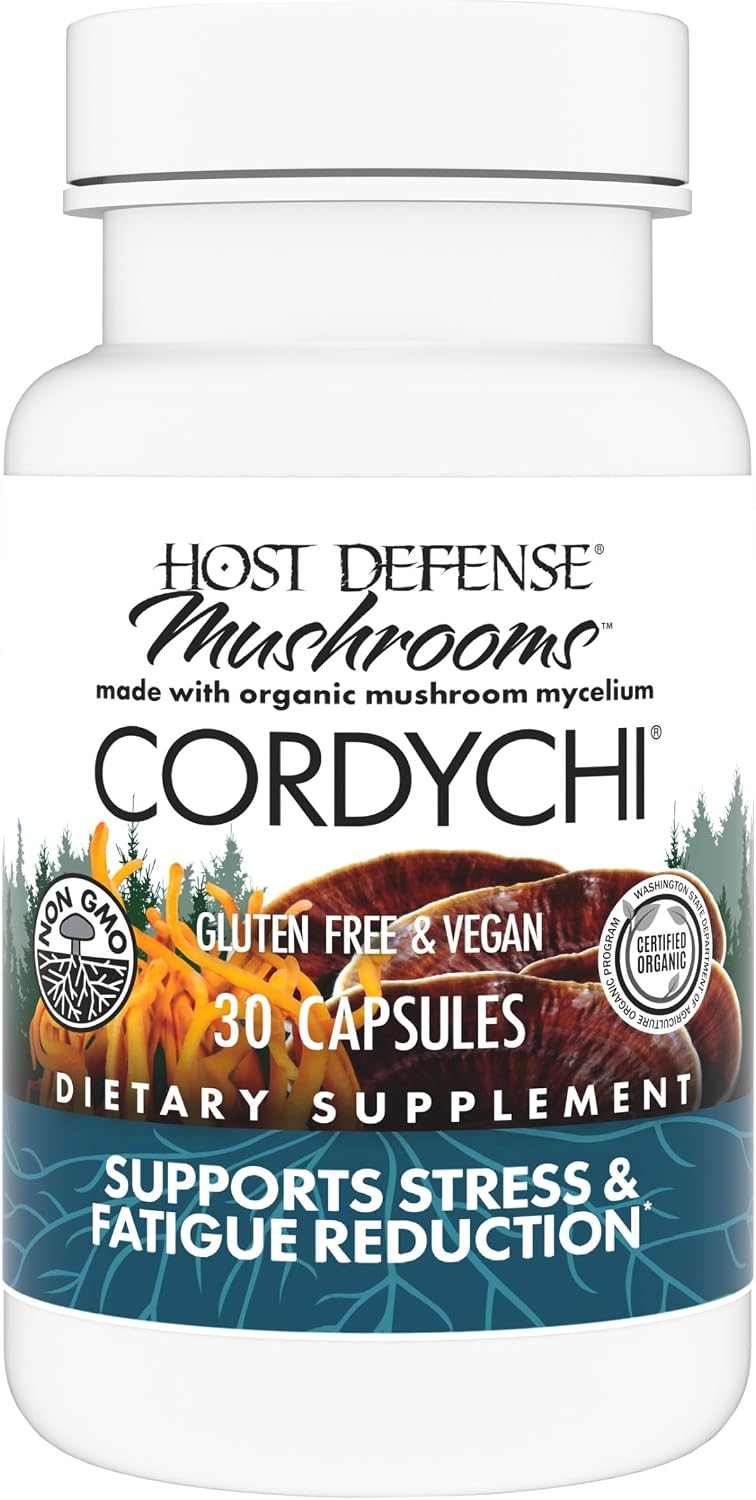 Host Defense CordyChi Capsules - Energy & Immune Support Supplement - Cordyceps & Reishi Mushroom Supplement for Relaxation & Respiratory Support - Aids Against Tiredness - 120 Capsules