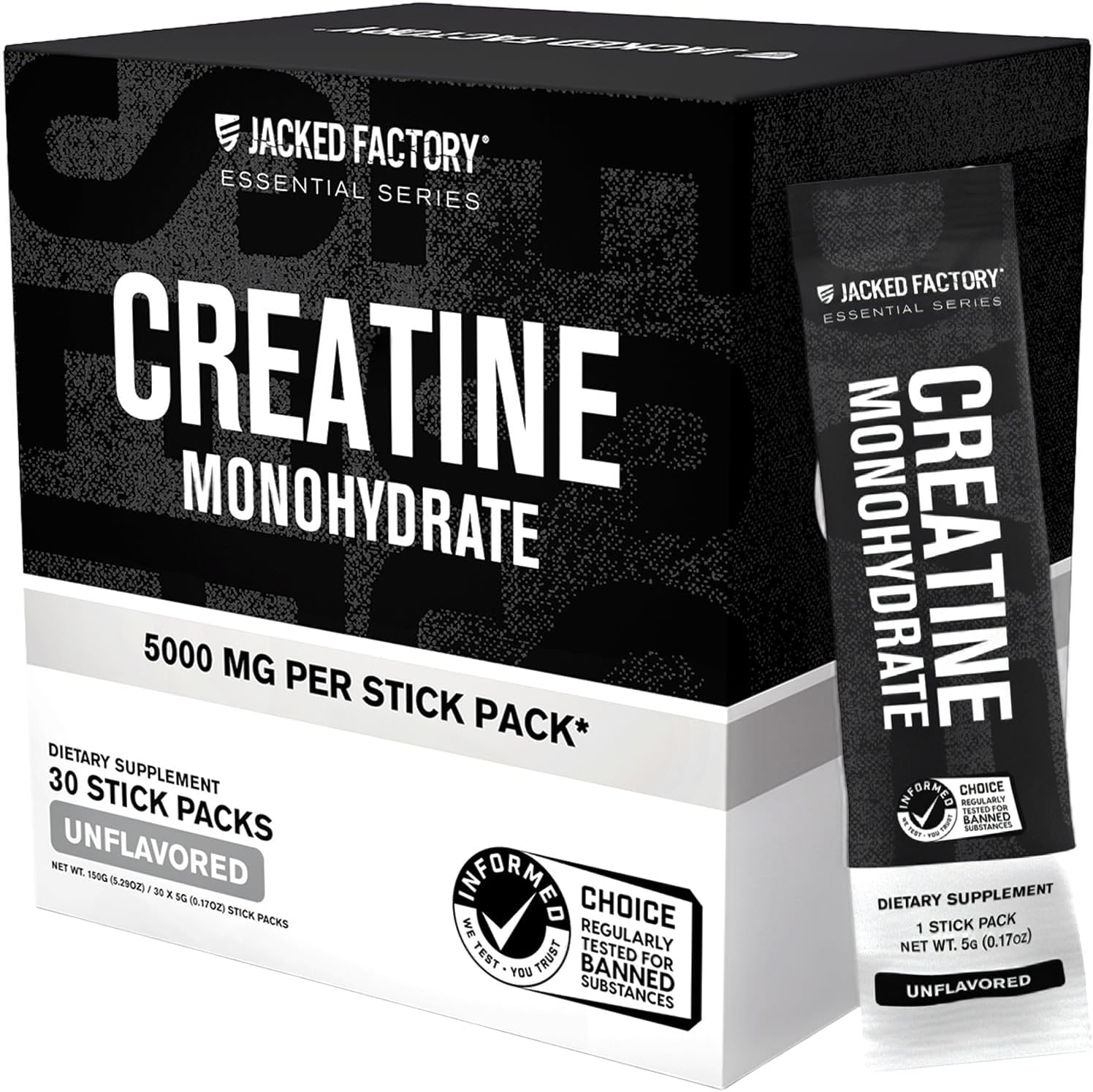 Jacked Factory Creatine Monohydrate Powder 425g - 5g Daily Micronized Creatine Monohydrate for Men and Women, Vegan-Friendly