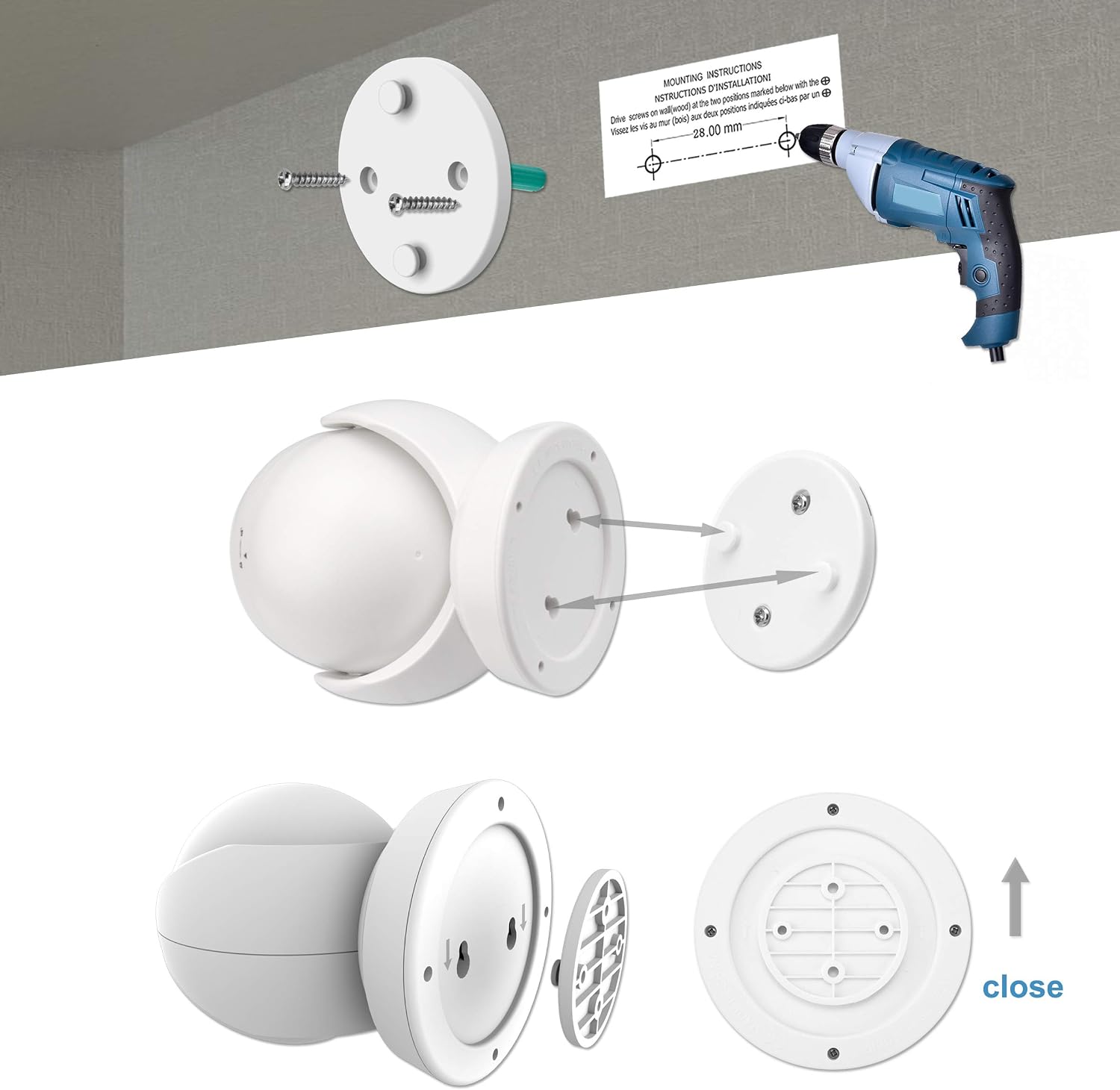 HONWELL Battery Operated Motion Sensor Light Outdoor Wireless Waterproof Spotlight Motion Detector Security Light