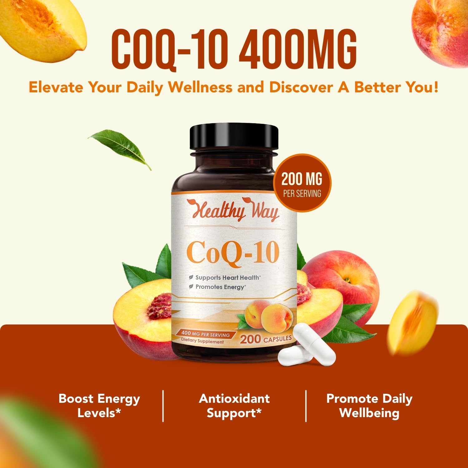 Coenzyme Q10 400mg CoQ10 Supplement - Once Daily Coq 10 400mg Powder Capsules for Healthy Heart Antioxidant and Energy Support - Non-GMO Quick Absorption Ubiquinone Q10 Coenzyme (100 Servings)