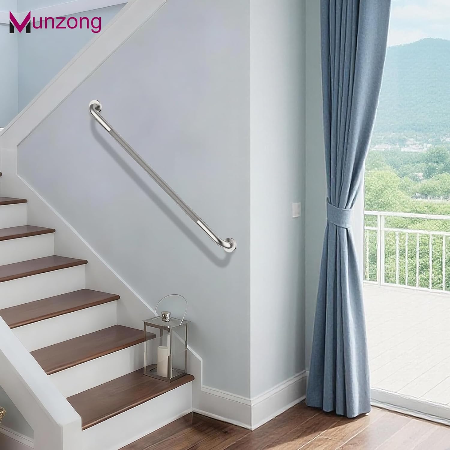Munzong 3 Pack Commercial Handicap Grab Bars 18" 36" 42" Brushed Nickel | Bathroom Grab Bar for Shower 1.25" Diameter Anti Slip Bathroom Balance Bar Safety Hand Rail for Elderly Injury Senior