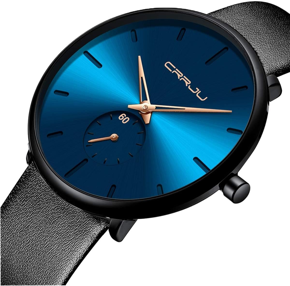 Mens Watches Ultra-Thin Minimalist Waterproof-Fashion Wrist Watch for Men Unisex Dress with Leather Band