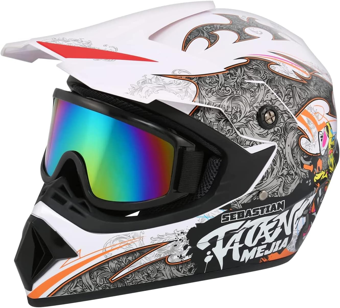 Motocross Helmet ATV Dirt Bike Helmets Off-Road Helmet with Gloves Goggles for Unisex Adult Youth DOT/FMVSS 218 Approved (Medium, Black)