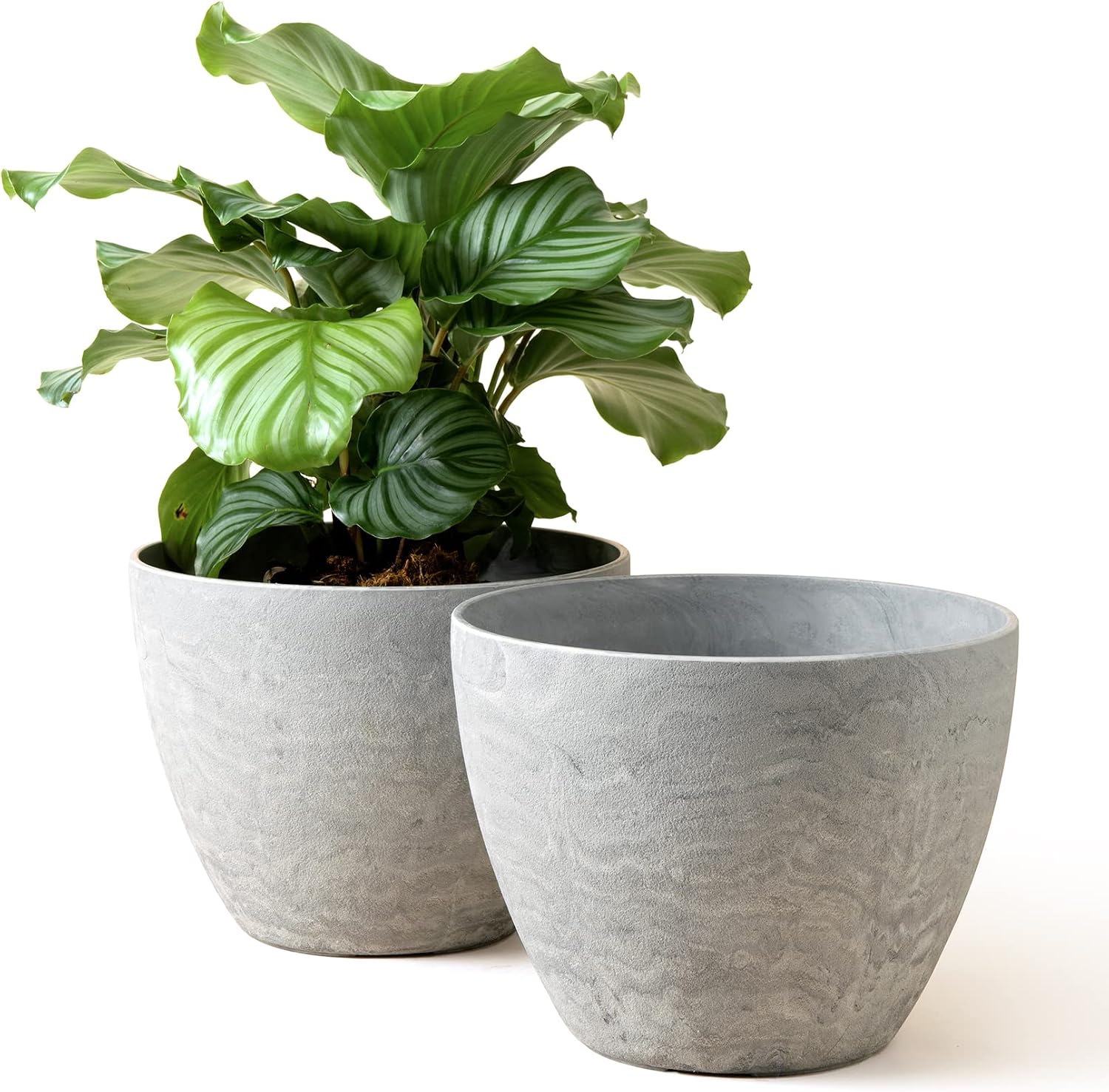 LA JOLIE MUSE Planter Pots, Indoor Outdoor Flower Pot, 8.6+7.5 Inch 2 Pack