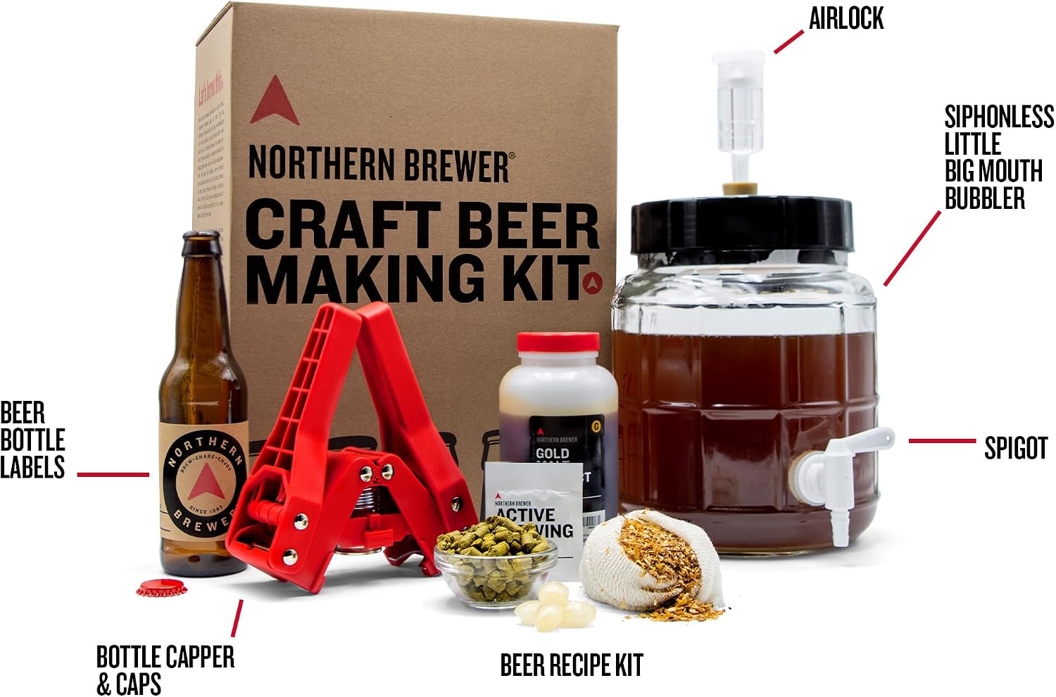 Northern Brewer - Siphonless 1 Gallon Craft Beer Making Starter Kit, Equipment and Beer Recipe Kit (American Wheat)