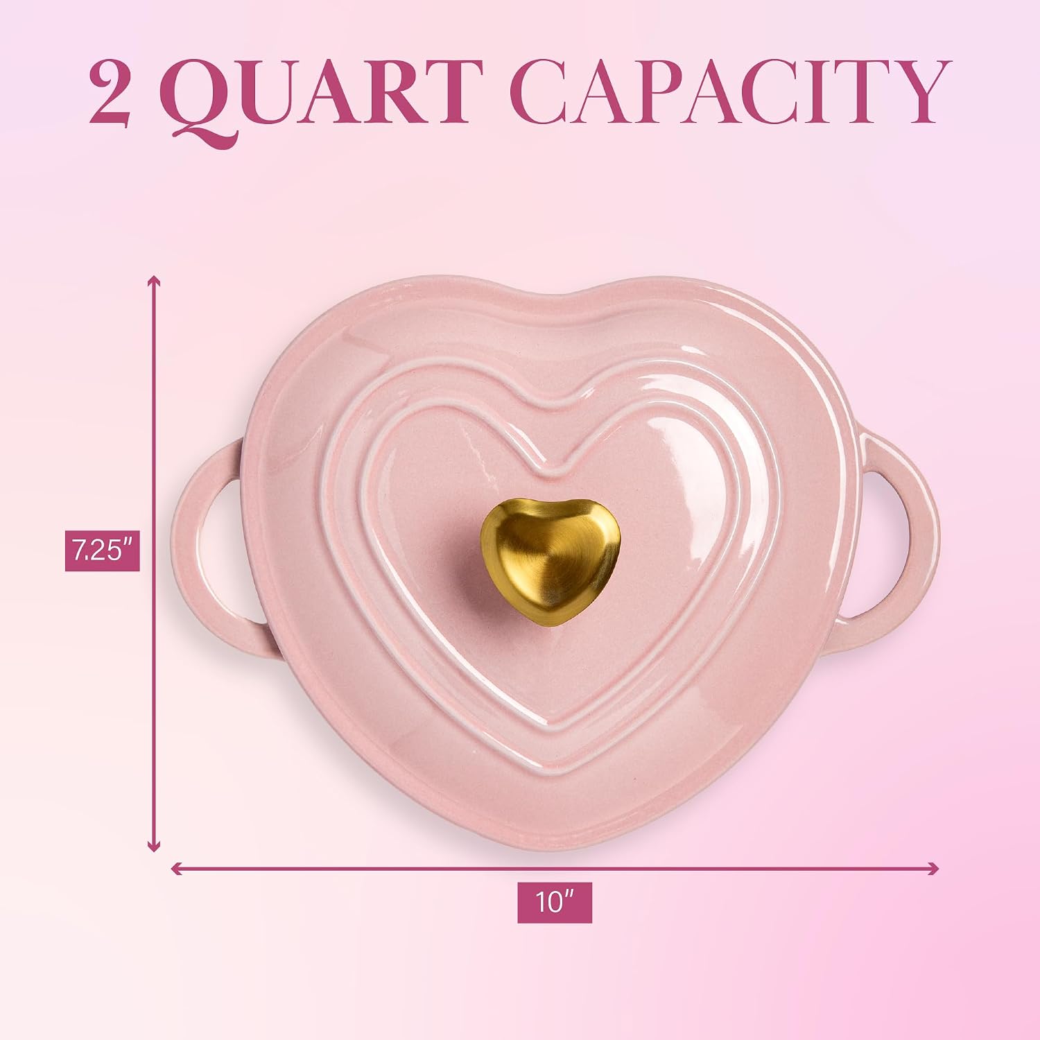 Paris Hilton Enameled Cast Iron Dutch Oven Pot with Lid, Heart-Shaped Dutch Oven, Durable Cast Iron Pot with Dual Handles, Oven Safe to 500°F, Works on All Stovetops, 2-Quart, Cream