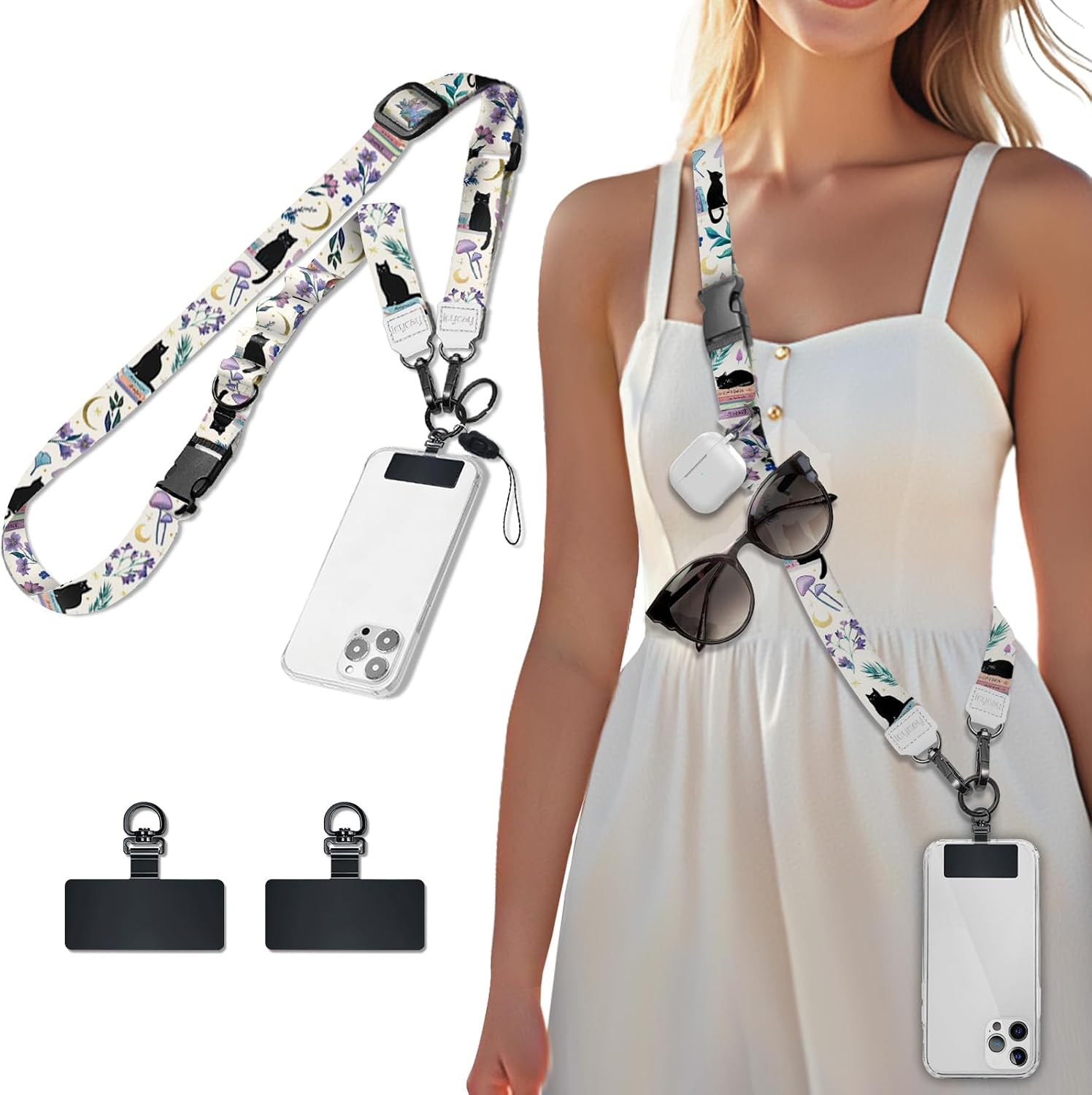 Icycay Phone Lanyard Crossbody Strap Neck Adjustable Teacher Women Cat